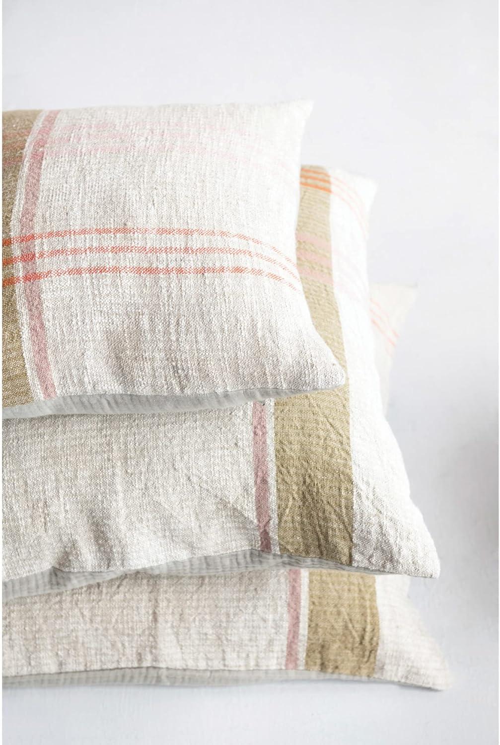 Creative Co-Op Woven Cotton and Linen Plaid Pillow