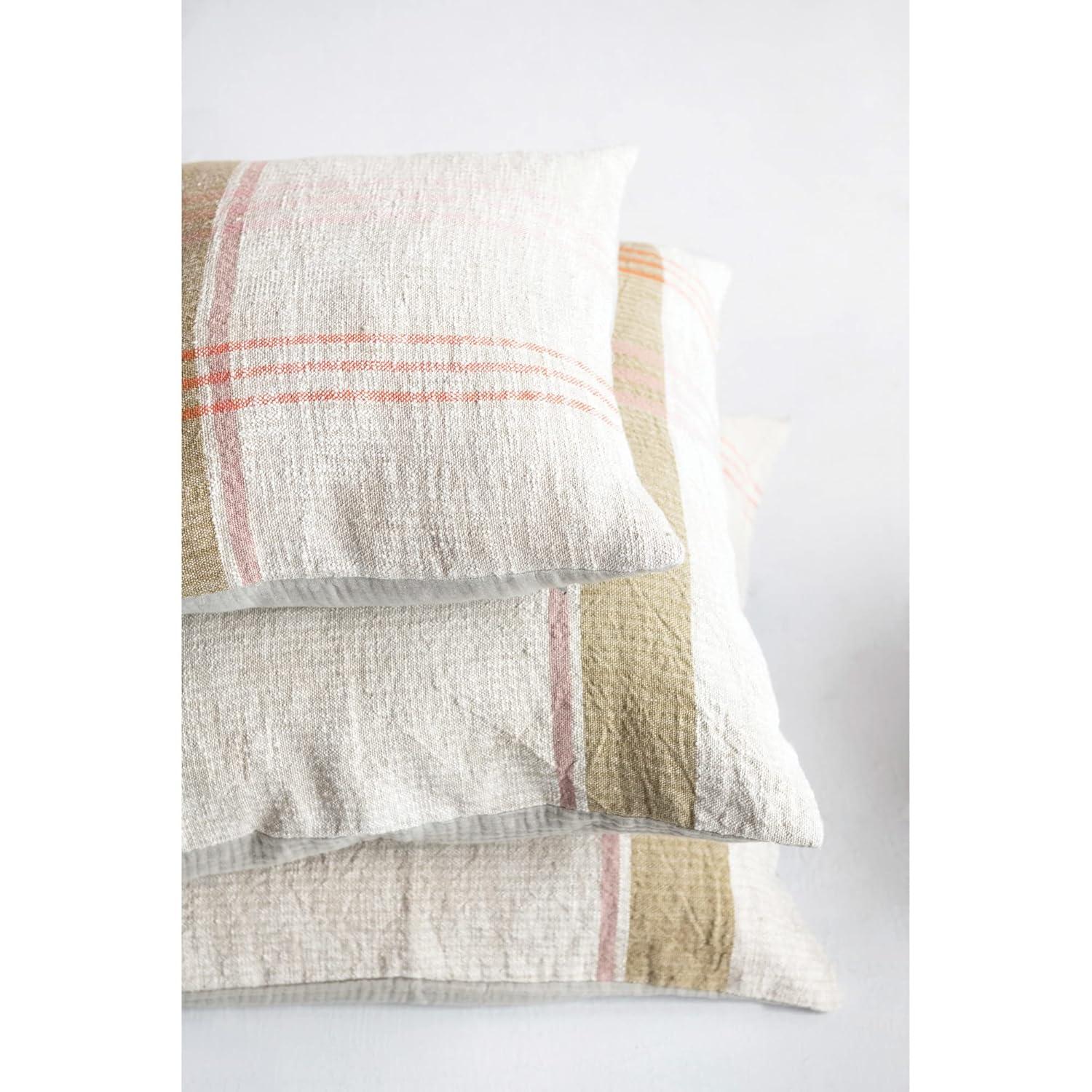 Creative Co-Op Woven Cotton and Linen Plaid Pillow