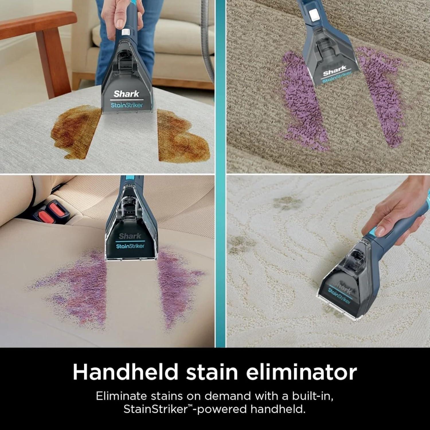 Shark StainStriker Portable Spot & Stain Remover, Carpet & Upholstery Cleaner with 2 tools, 6 oz. Deep Clean Pro Formula and 12 oz. OXY Multiplier Formula.