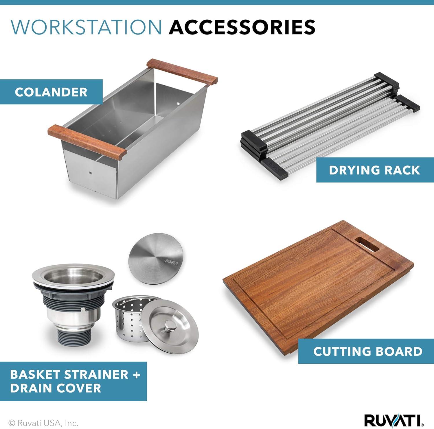 Ruvati Workstation Undermount 16 Gauge Stainless Steel Kitchen Sink Single Bowl