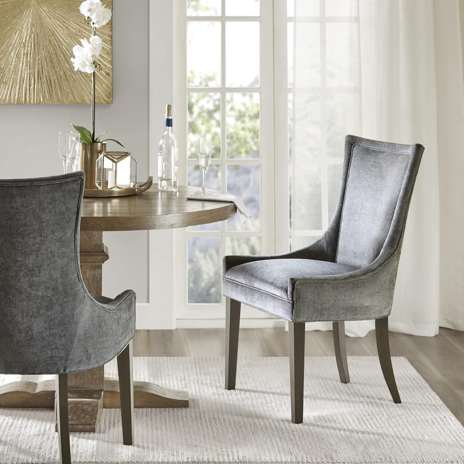 Dark Gray Upholstered High Back Side Chair Set