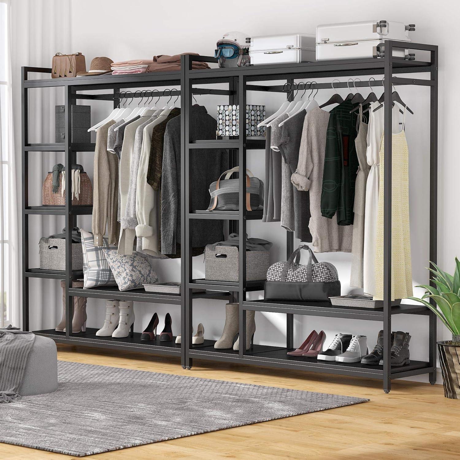 Tribesigns Free-standing Closet Organizer Garment Rack with 6 Storage Shelves and Hanging Bar