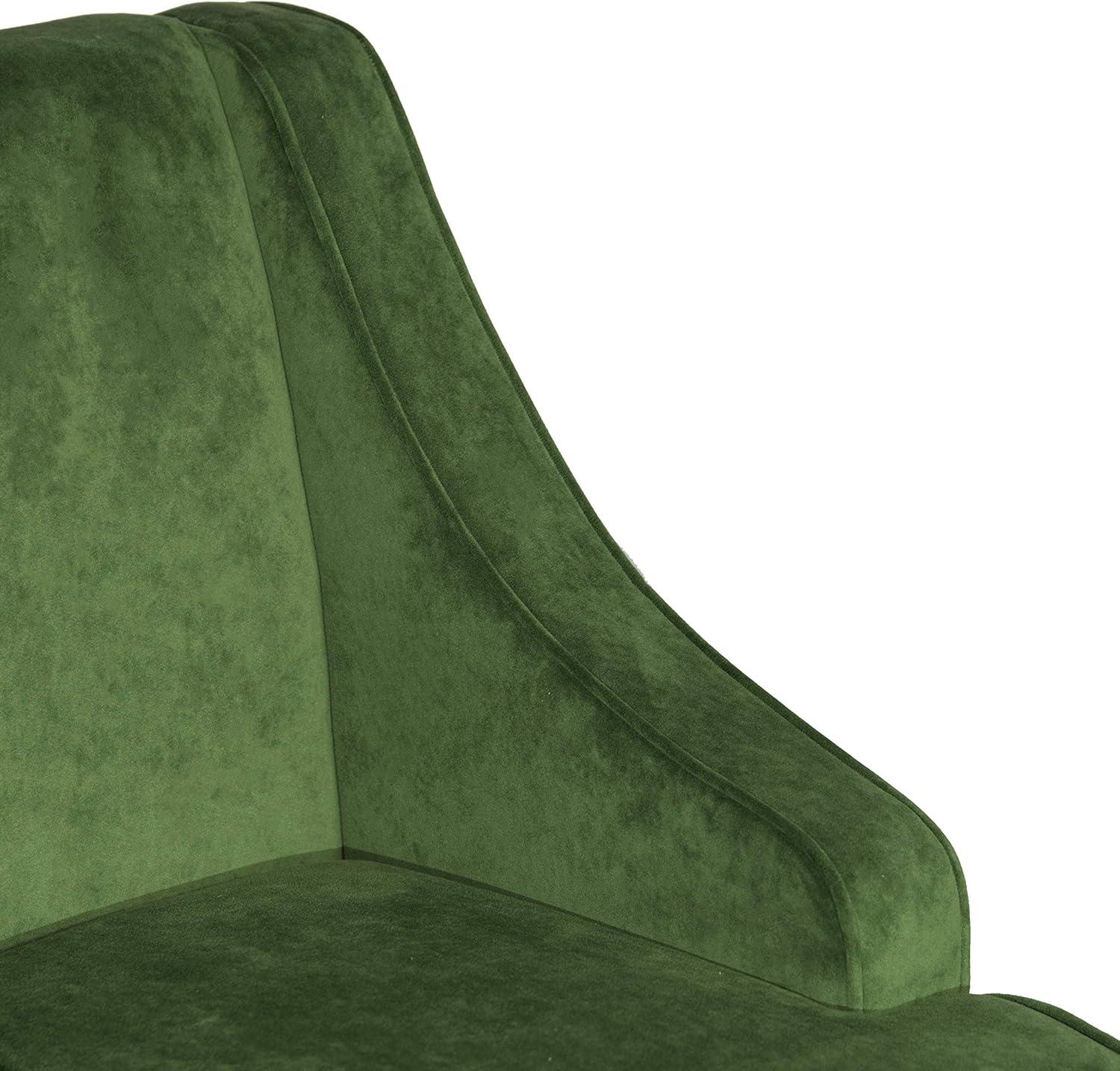 Velvet Swoop Armchair Forest Green - HomePop: Elegant Side Arms, Wood Legs, 250lb Capacity