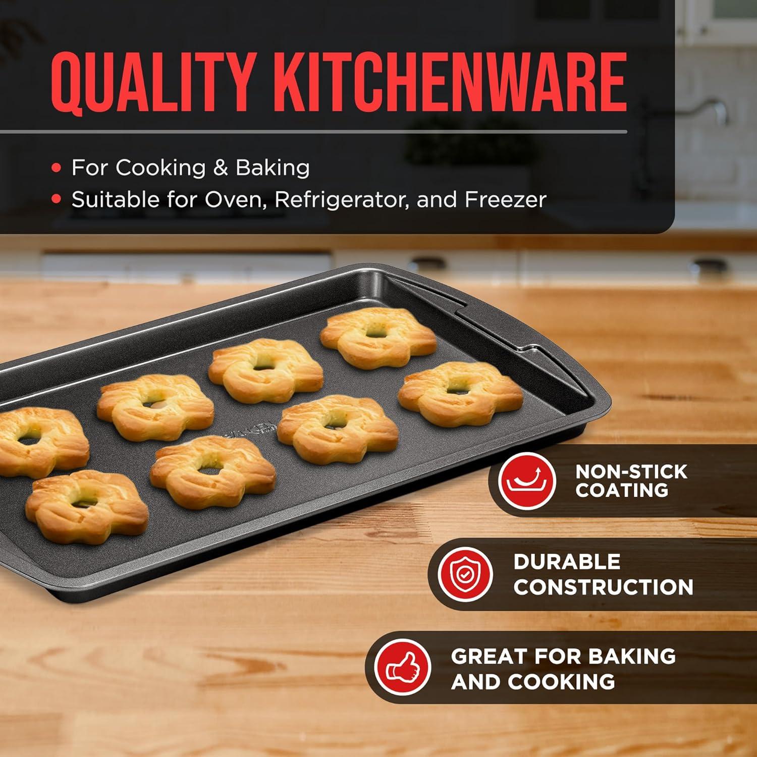 Gray Non-Stick Carbon Steel 3-Piece Cookie Sheet Set