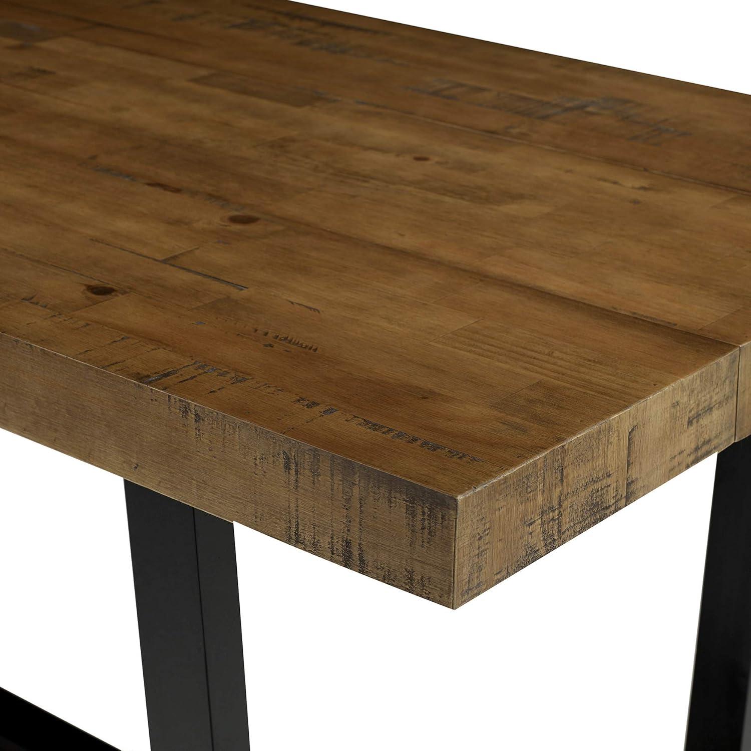 Rustic Oak 72" Solid Wood Dining Table with Black Base