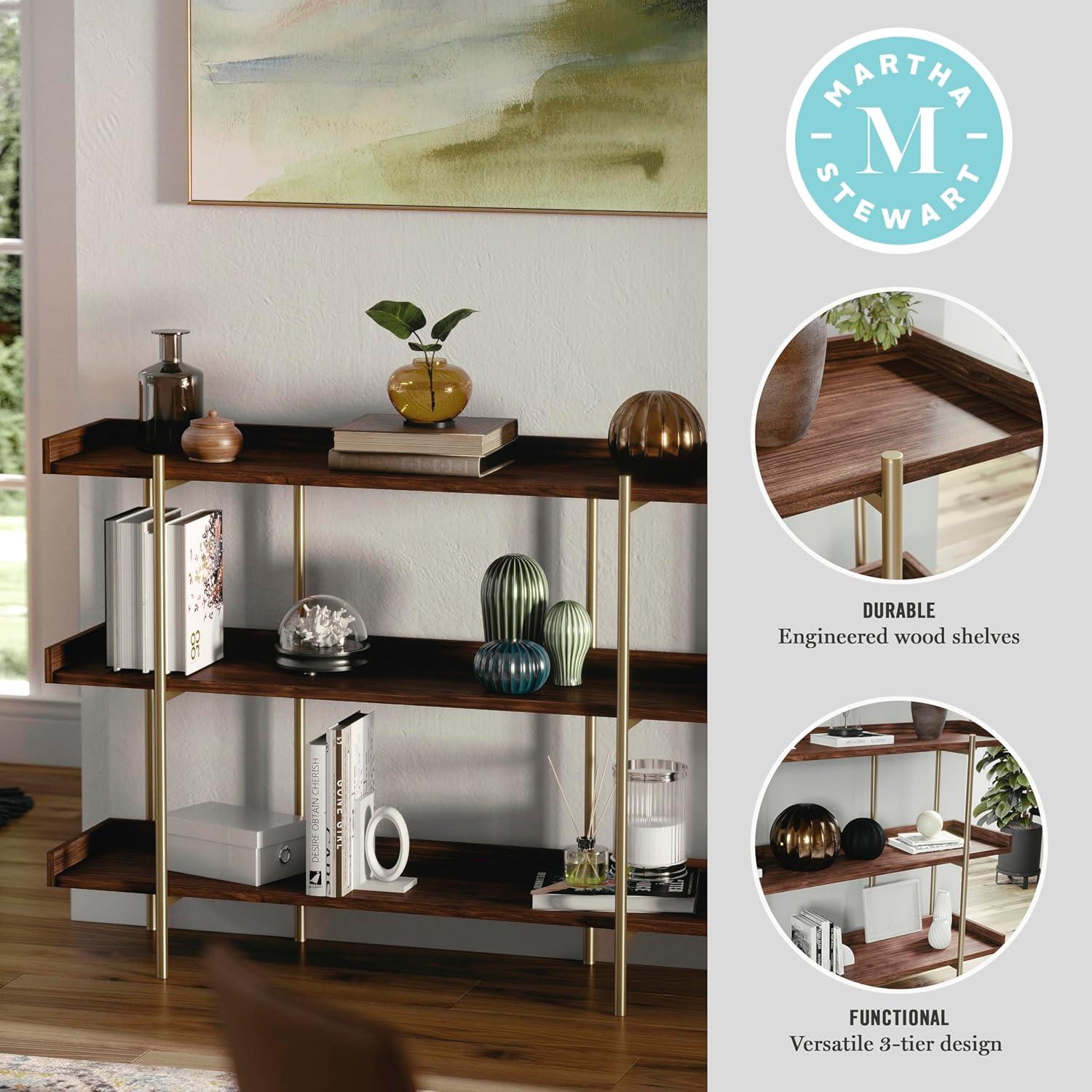 Raines Martha Stewart Emmett 3 Shelf Storage Display Unit Bookcase with Metal Frame