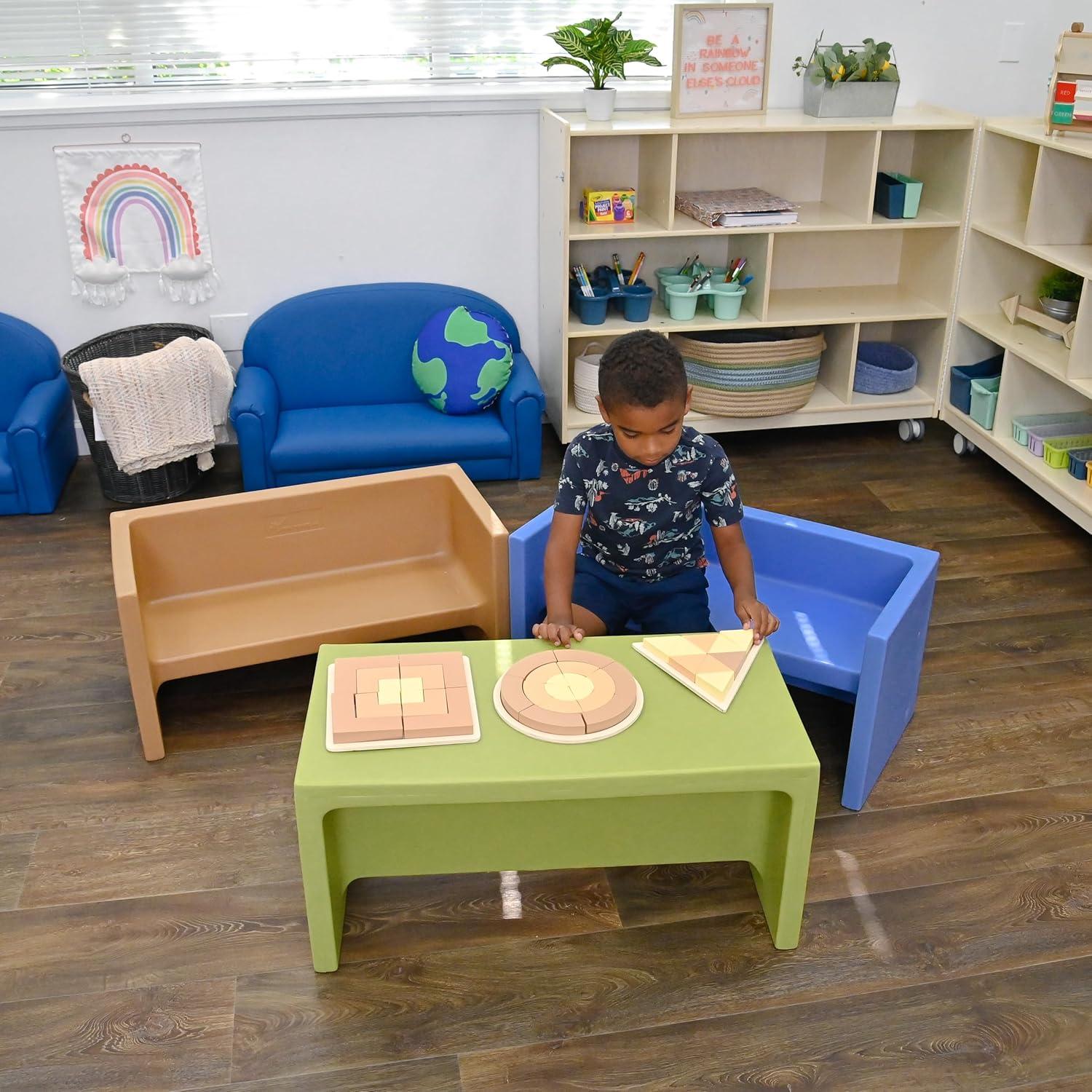 Cozy Woodland Kids Bench and Ottoman