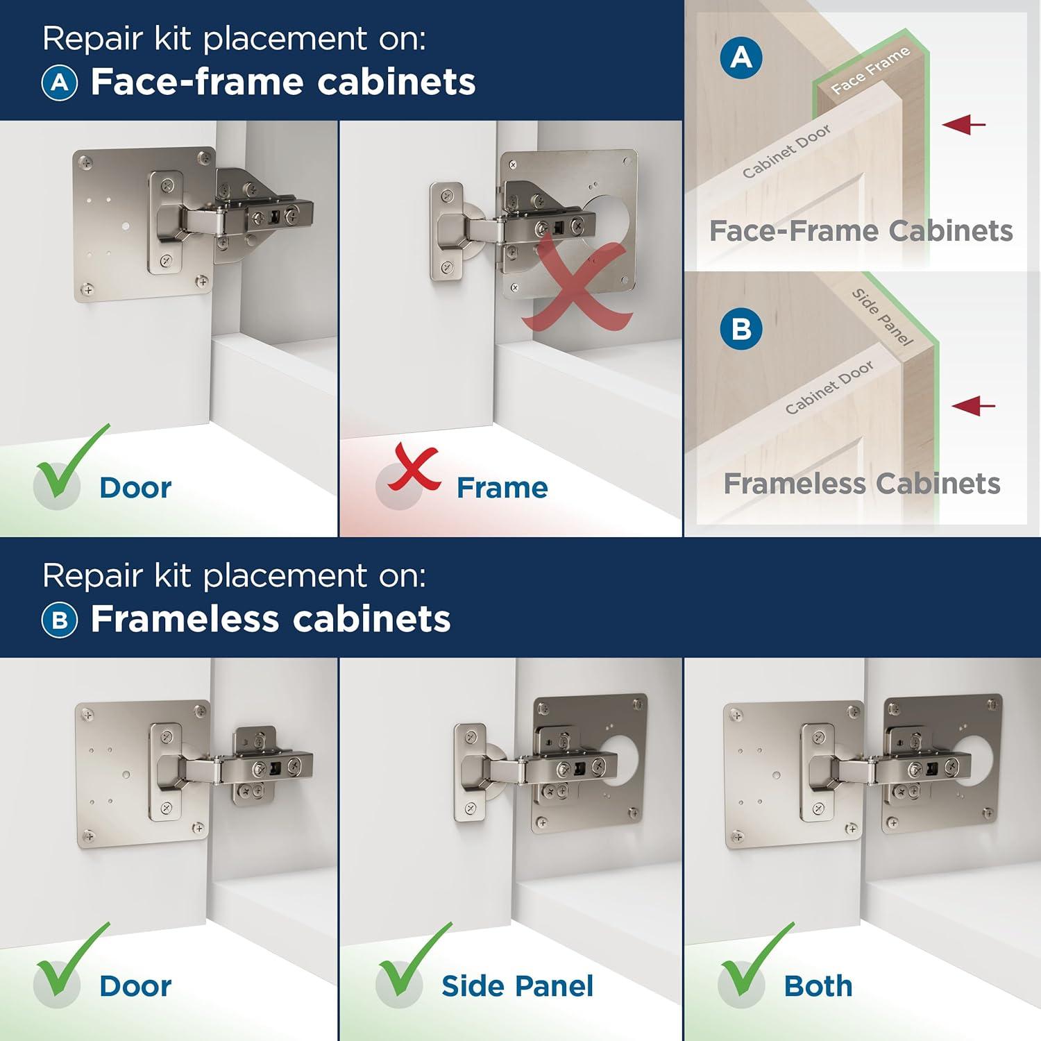 Satin Nickel Steel Cabinet Hinge Repair Plates