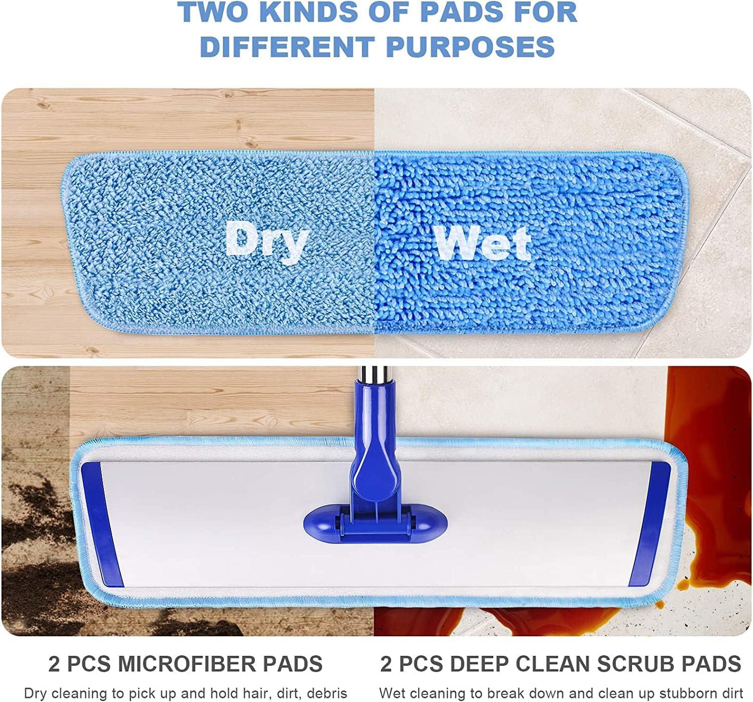 18" Professional Microfiber Mop with Stainless Steel Handle and Reusable Pads