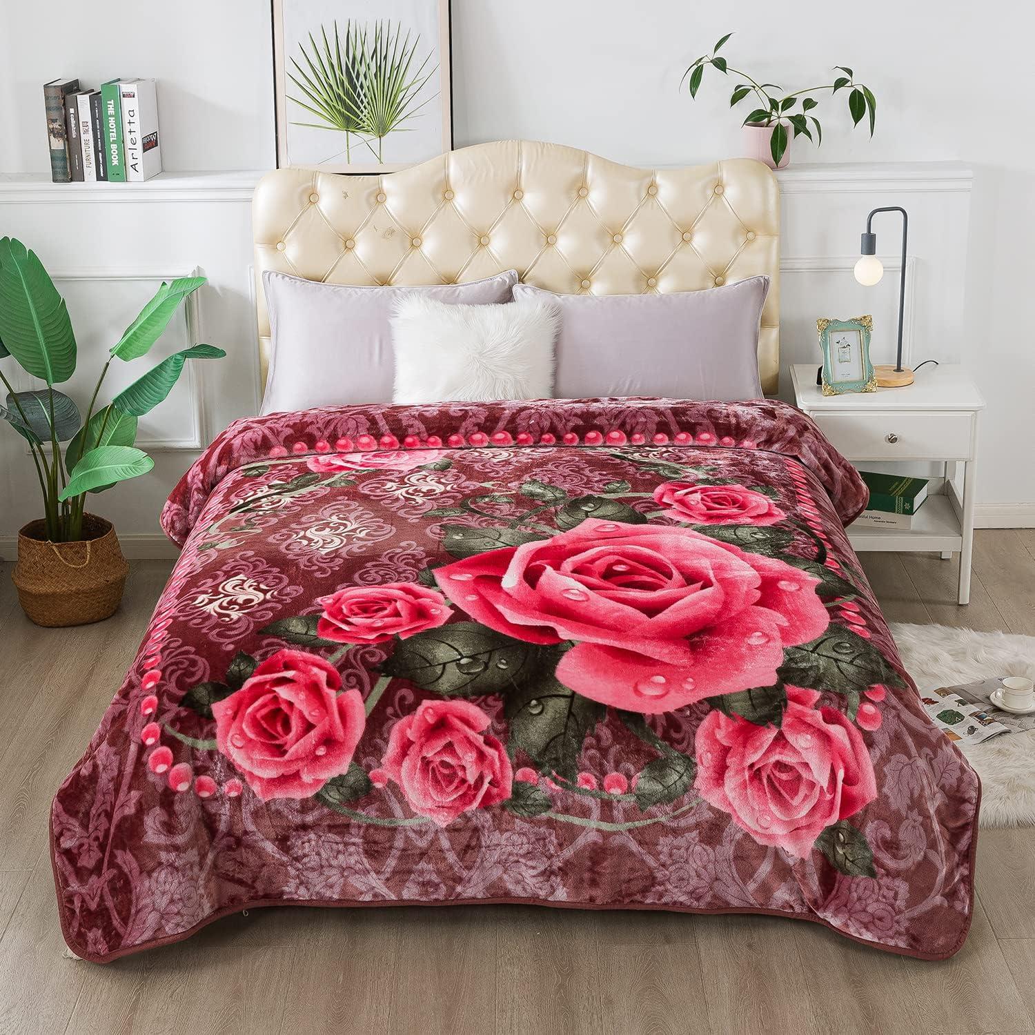 JYK Plush Fleece Blanket Queen Size 91" x 75", 3.7LBs 1 Ply Soft Korean Mink Warm Lightweight Blanket for Bed Couch for Spring Autumn Winter