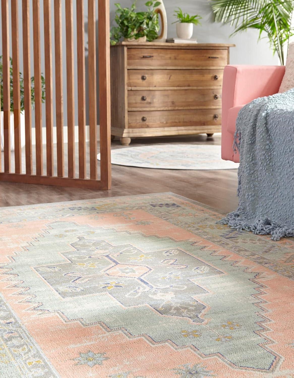 Unique Loom Whitney Collection Area Rug - Geneva (7' 10" Octagon Pink/Blue)