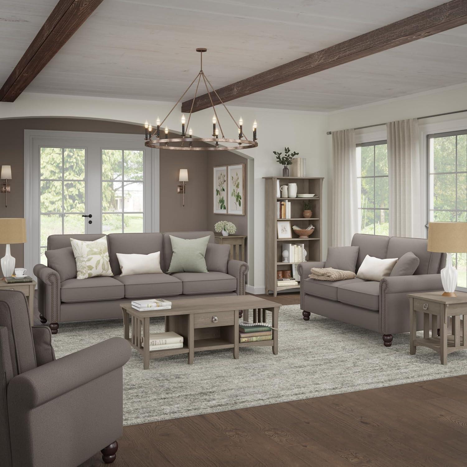 Coventry 85W Large Living Room Sofa in Charcoal Gray Herringbone Fabric