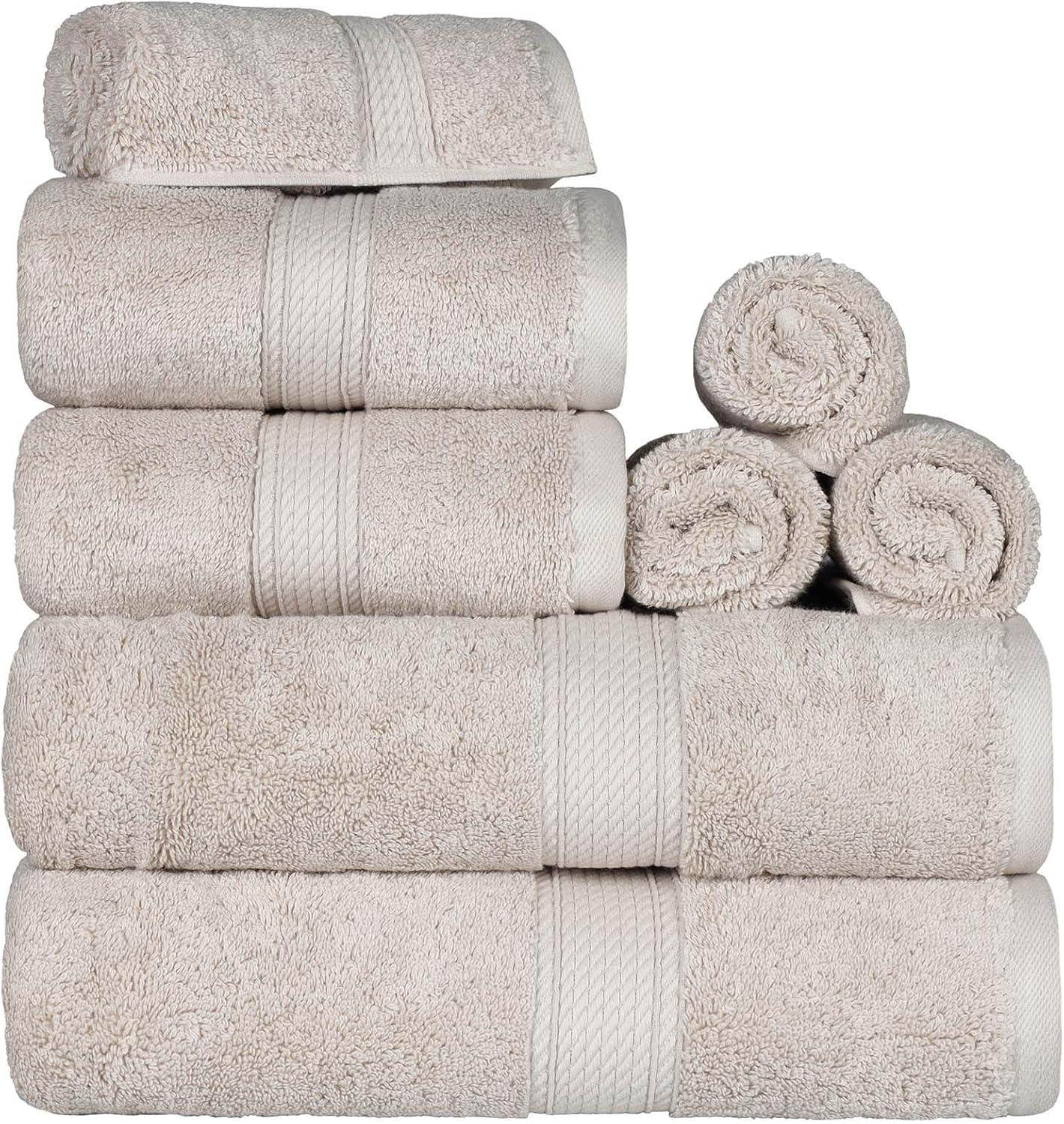 Ultra Soft Stone Egyptian Cotton 8-Piece Towel Set