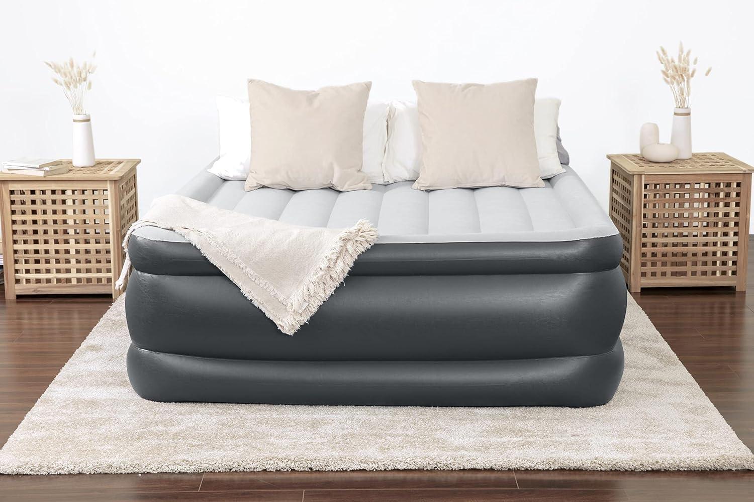 SleepLux Queen Size Raised Inflatable Air Mattress with Built-in Pump