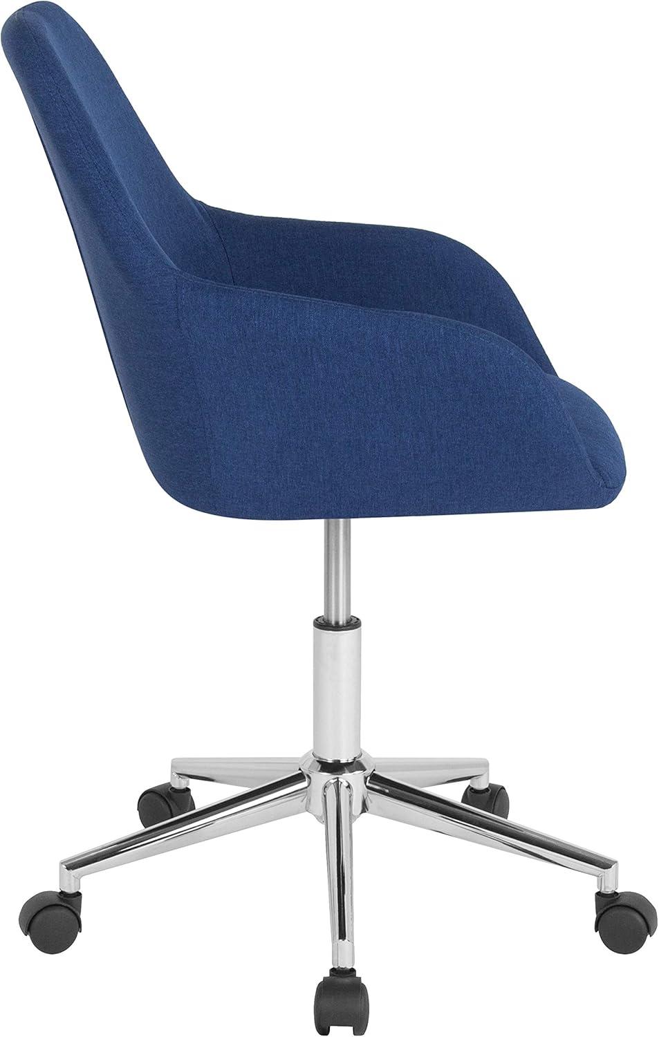 Blue Fabric Mid-Back Ergonomic Swivel Office Chair