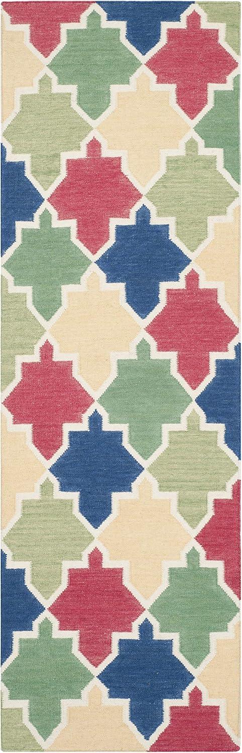 SAFAVIEH Dhurries Wystan Geometric Area Rug, Blue/Multi, 3' x 5'