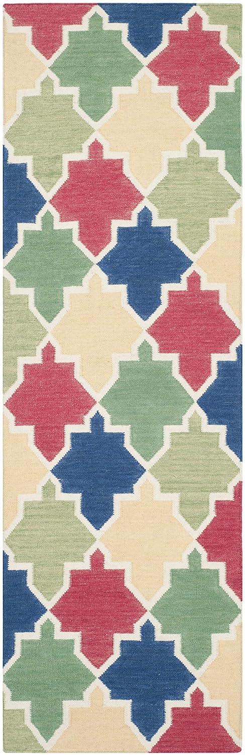 SAFAVIEH Dhurries Wystan Geometric Area Rug, Blue/Multi, 3' x 5'
