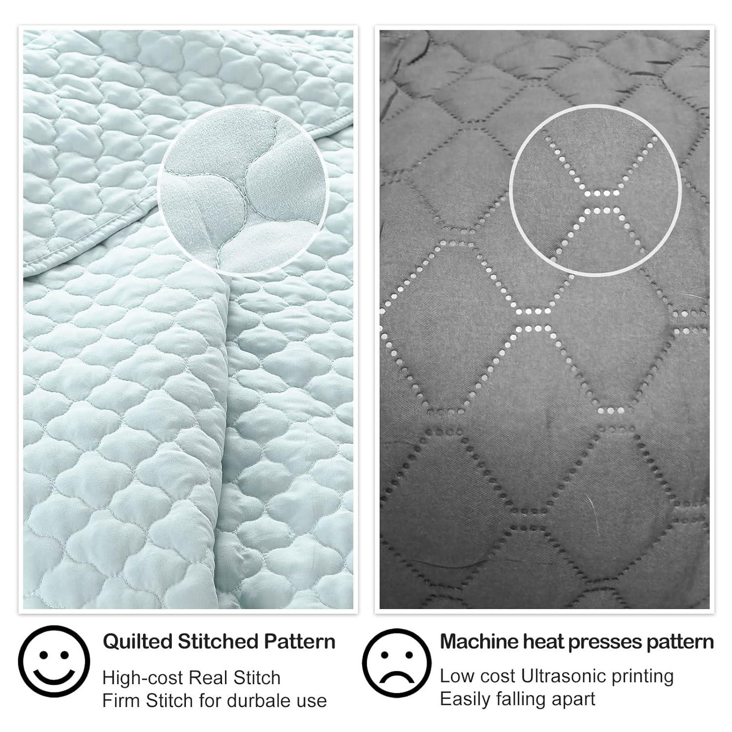 HORIMOTE HOME Quilt Twin Size Aqua Blue, Lightweight Quilt for Summer Ultra-Soft Microfiber Modern Style Quilted Clouds Pattern Bedspread Quit Set 2 Pieces (1 Quilt and 1 Pillow Sham)