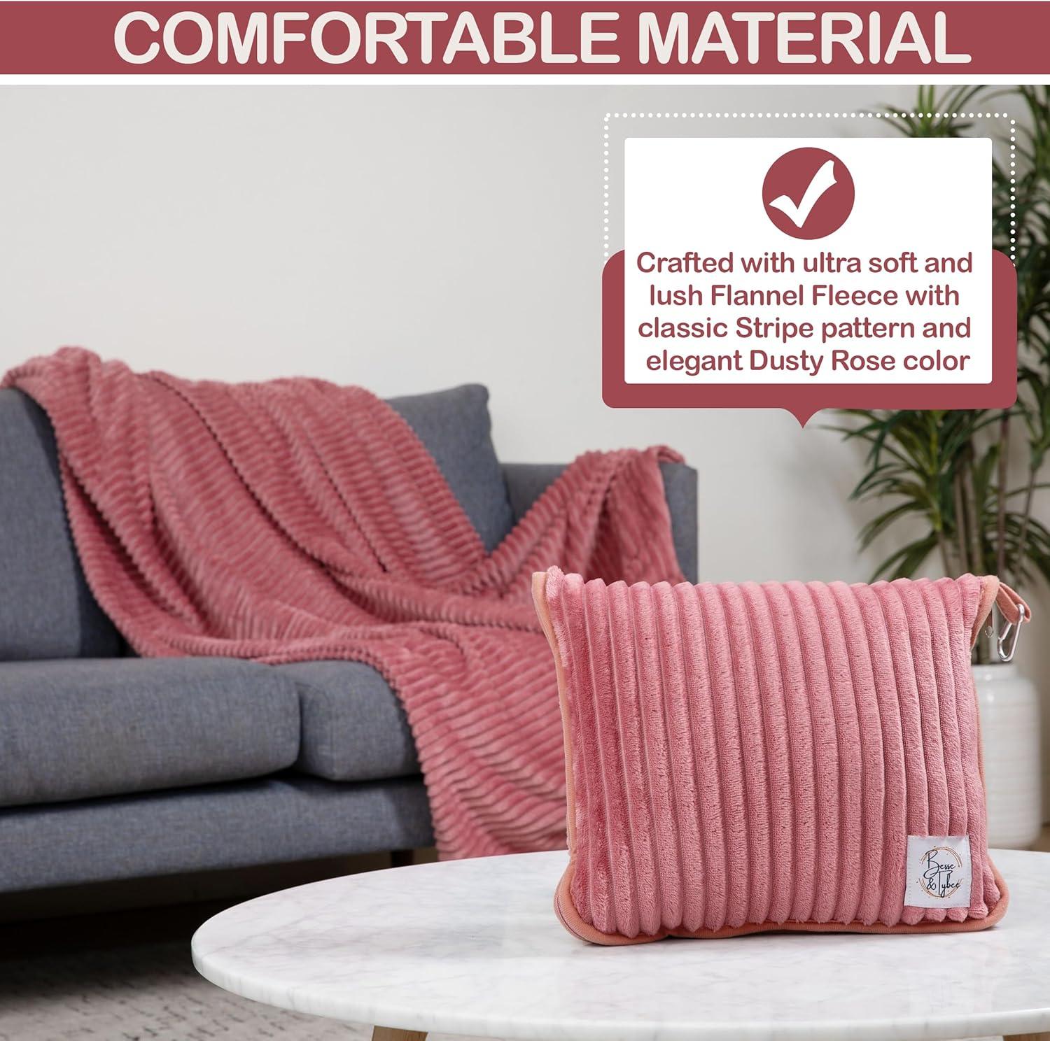 Premium Travel blanket pillow - XL 50"x70" | 2 in 1 Travel Blanket Airplane Compact with Bag having Hand Luggage Sleeve & Backpack Clip | Roadtrip, Hiking and long flight must haves | Airplane Comfort