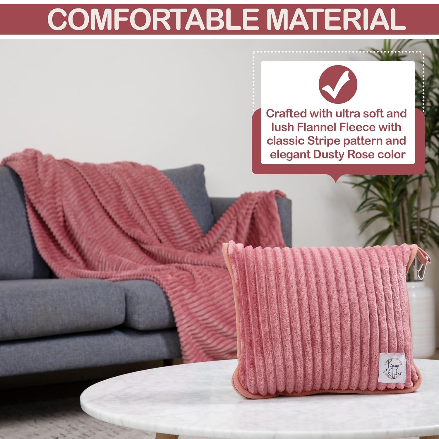 Premium Travel blanket pillow - XL 50"x70" | 2 in 1 Travel Blanket Airplane Compact with Bag having Hand Luggage Sleeve & Backpack Clip | Roadtrip, Hiking and long flight must haves | Airplane Comfort