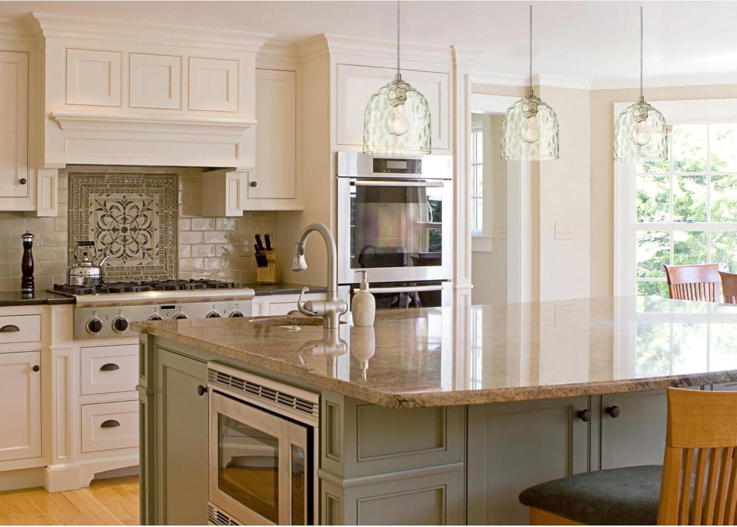 Westinghouse Basset Mini Pendant Brushed Nickel Finish Clear Hammered Glass