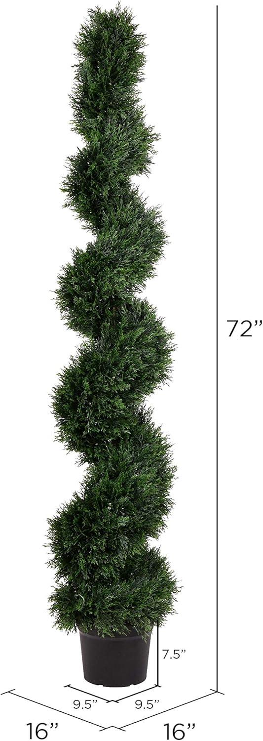 Vickerman 6' Artificial Potted Green Cedar Spiral Tree.