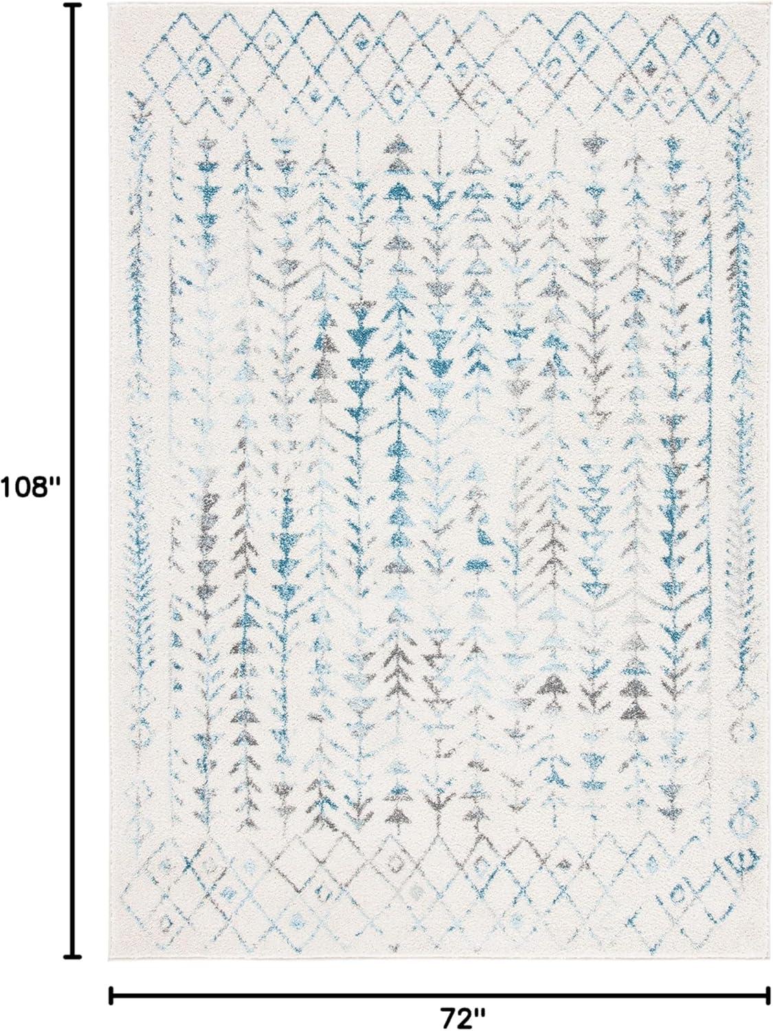 Tulum TUL262 Power Loomed Area Rug - Ivory/Turquoise - 6'x9' - Safavieh.