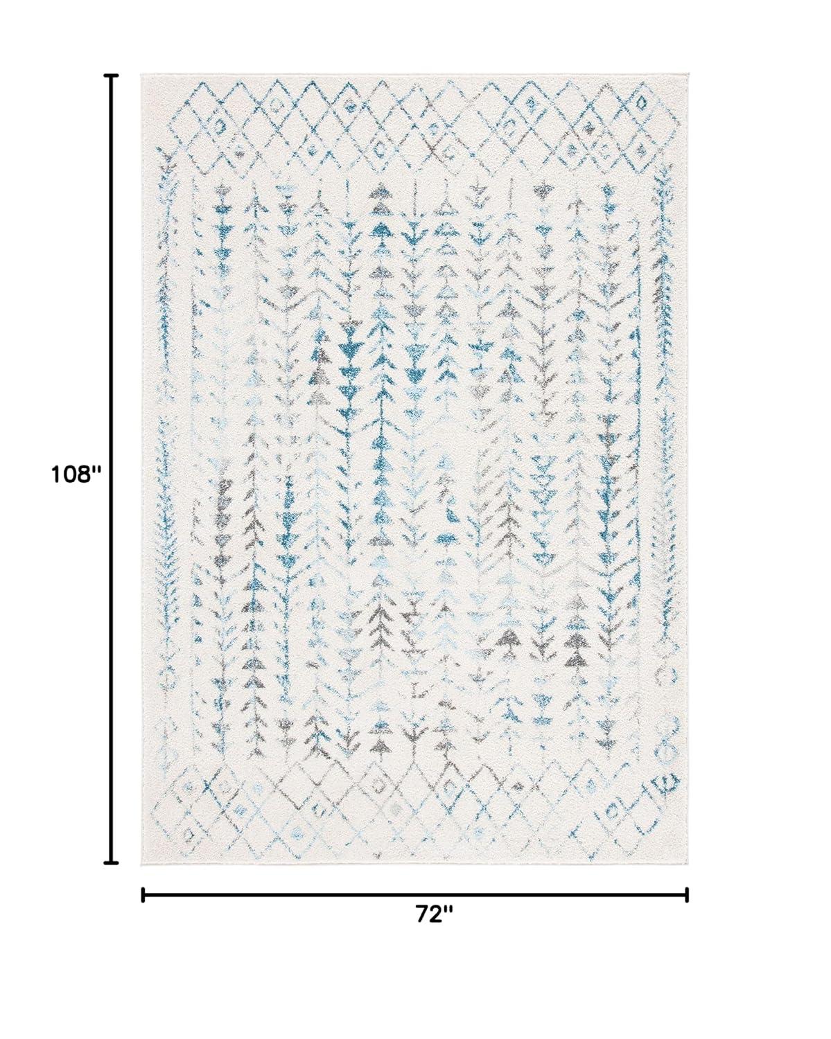 Tulum TUL262 Power Loomed Area Rug - Ivory/Turquoise - 6'x9' - Safavieh.