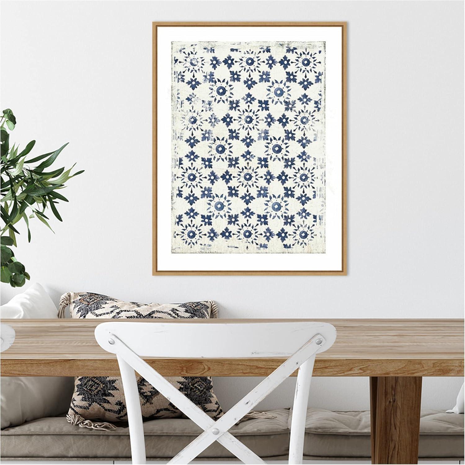 18" x 24" Navy Geo III by Aimee Wilson Framed Canvas Wall Art - Amanti Art: Vintage-Inspired, Hand-Stretched, Sawtooth Back Mount