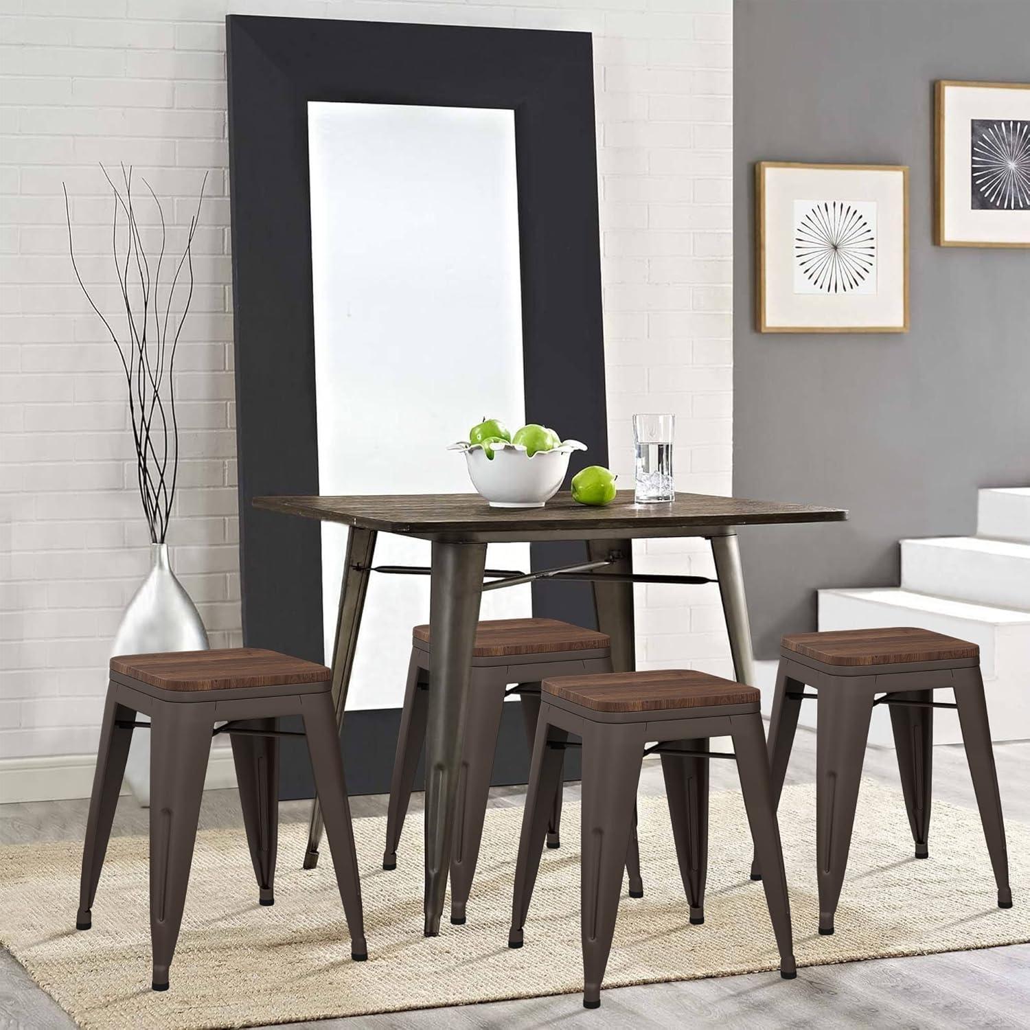 Williston Forge Apolito Counter Stool with Metal Frame (Set of 4)