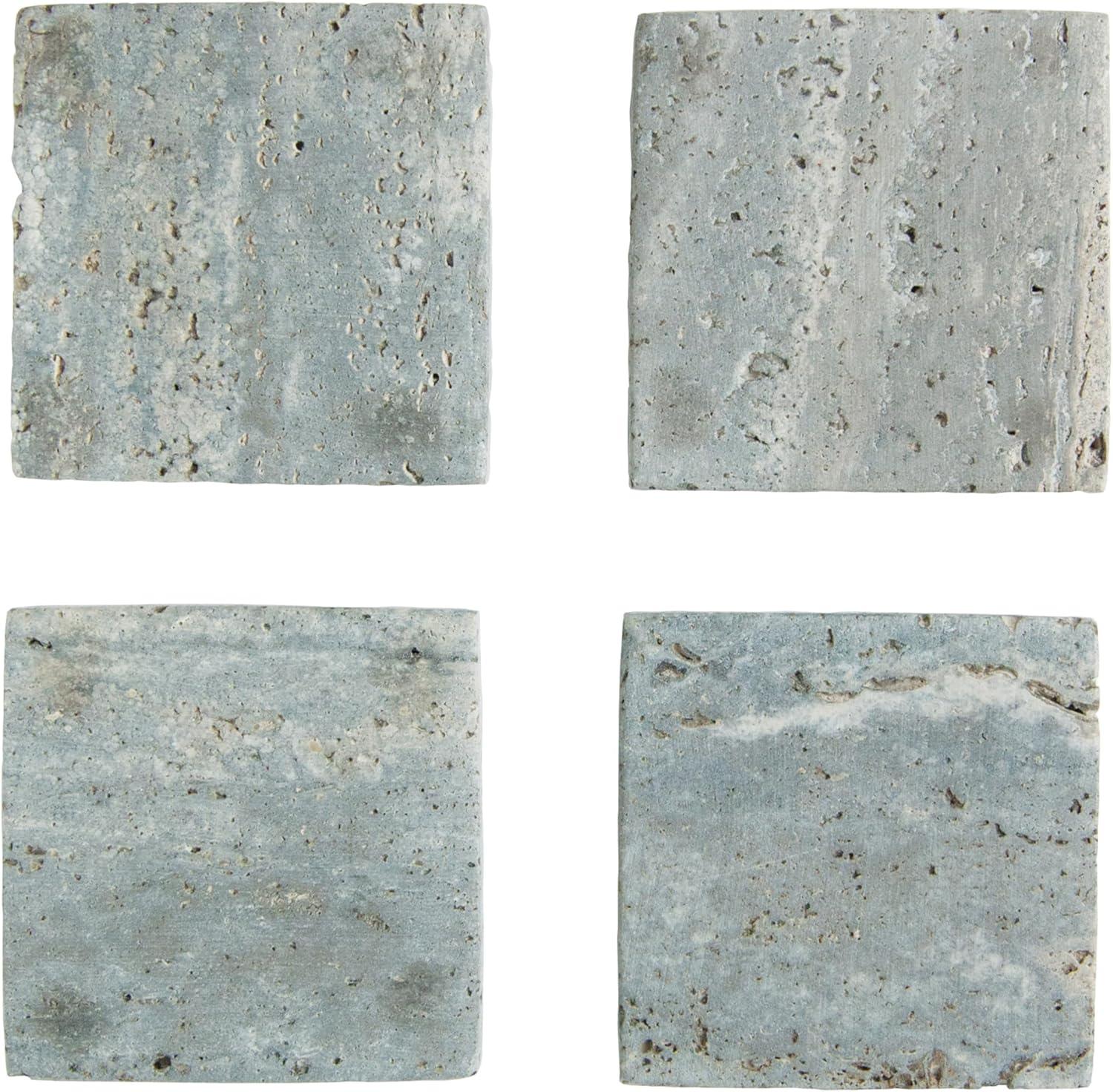 Natural Travertine Square Coasters Set of 4