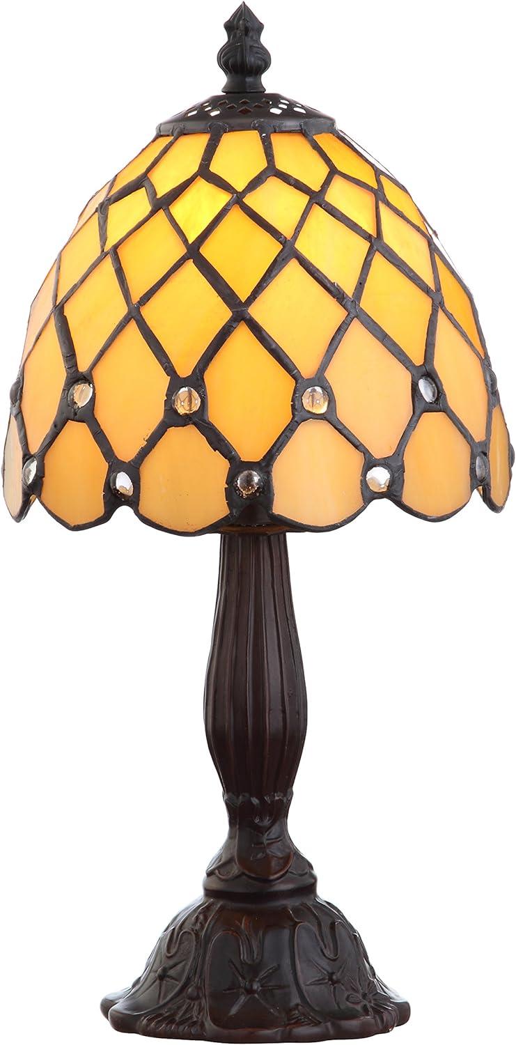 Elegant Tiffany-Style 12.5" Bronze Stained Glass LED Table Lamp