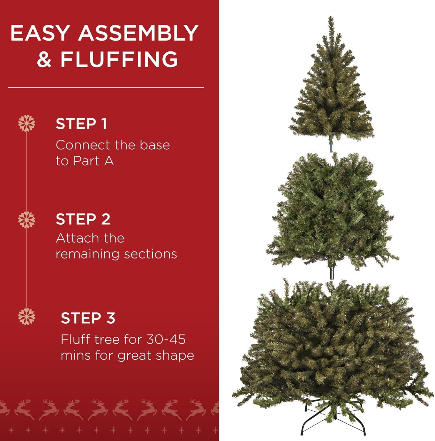 Best Choice Products 6ft Premium Spruce Artificial Christmas Tree w/ Easy Assembly, Metal Hinges & Foldable Base
