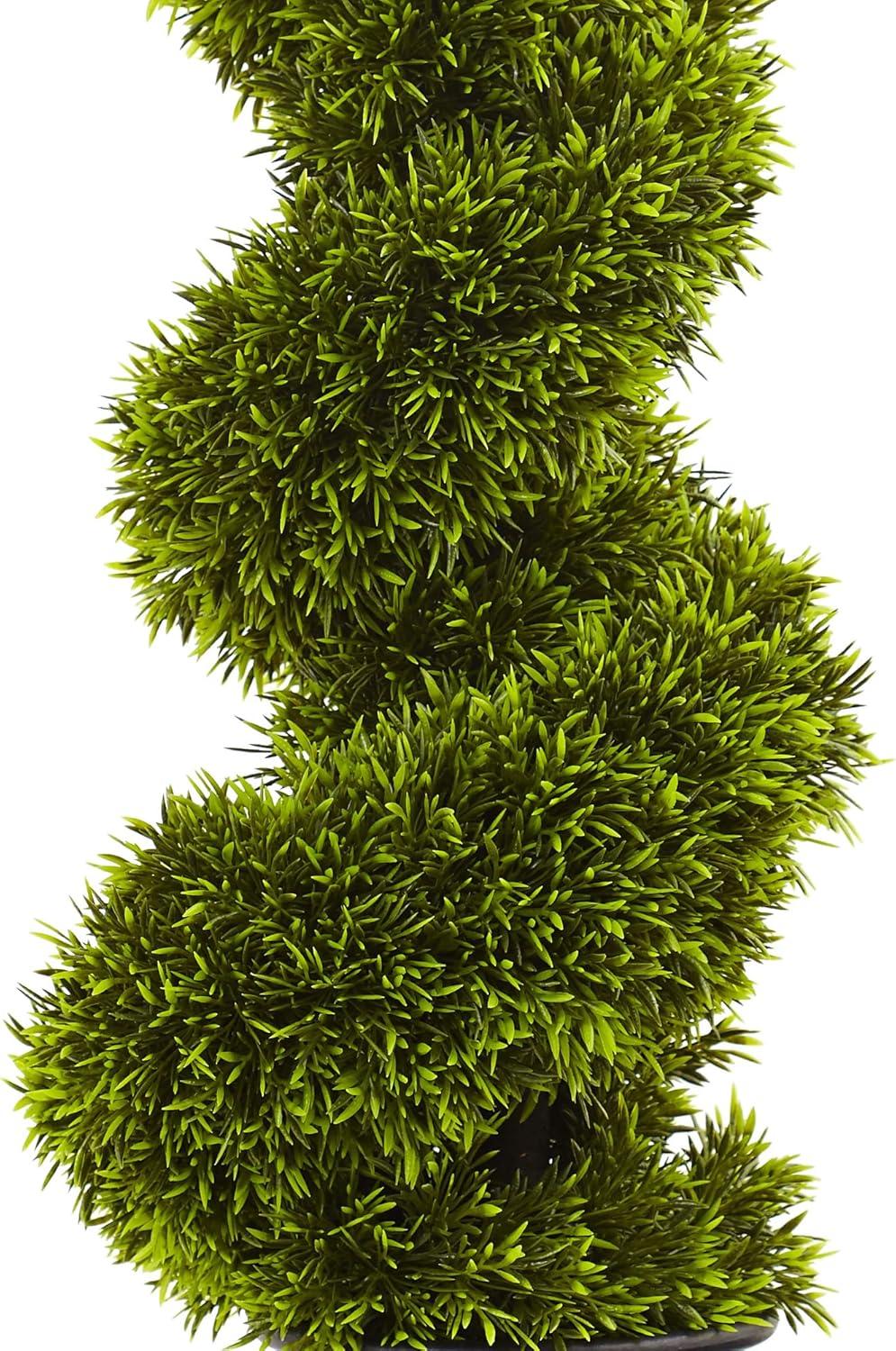 Nearly Natural 3-ft Grass Spiral Topiary with Deco Planter