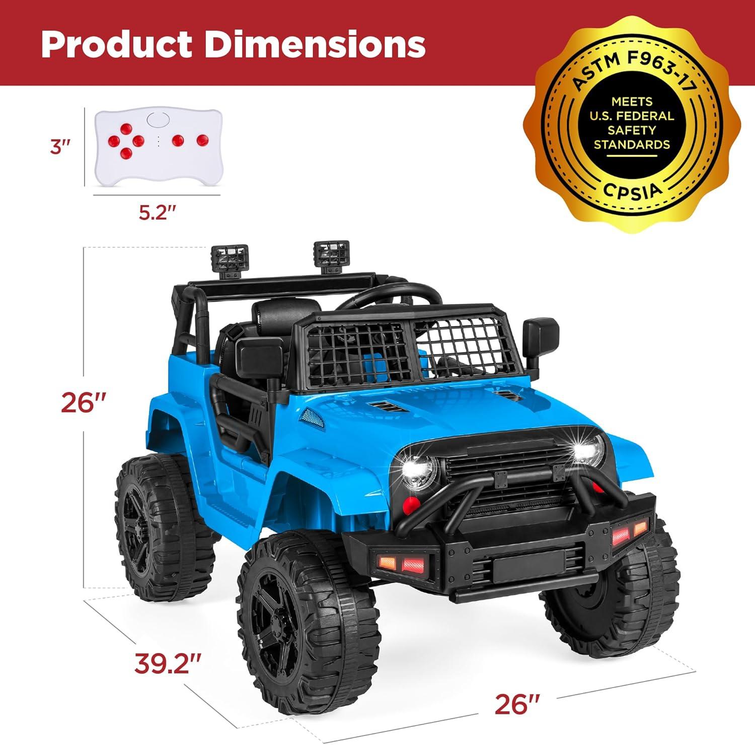 Best Choice Products 12V Kids Ride On Truck Car w/ Parent Remote Control, Spring Suspension, LED Lights