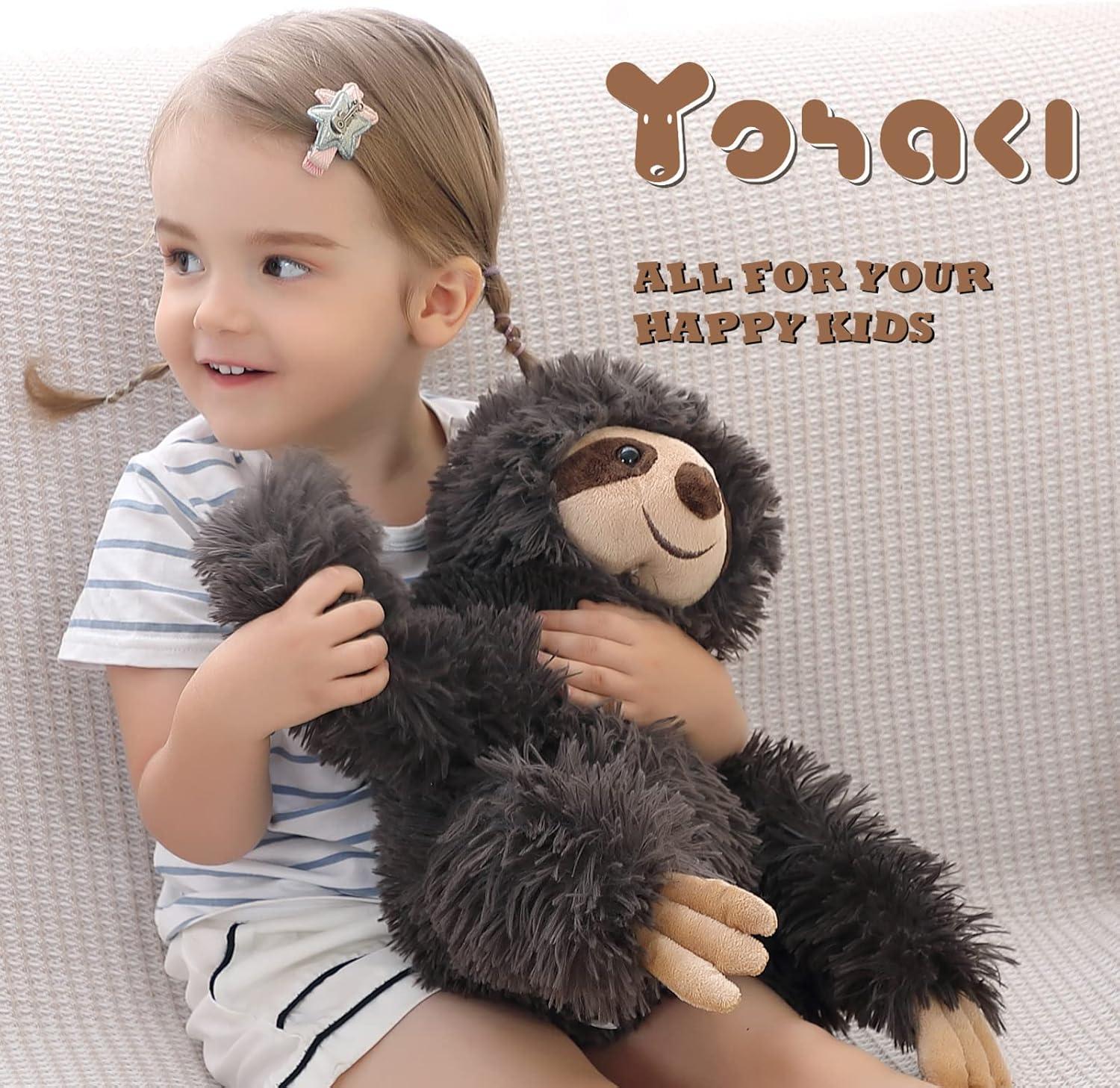 Brown Plush Sloth with 3 Baby Sloths, 11" Washable Toy