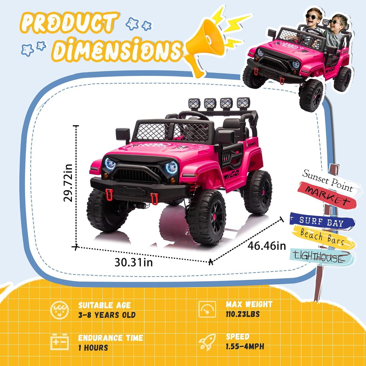 24V Pink 2-Seater Kids Ride-On SUV with Remote Control