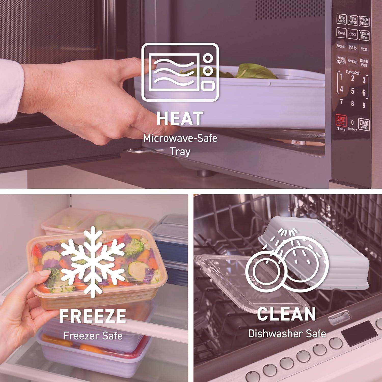 Bentgo Meal Prep 1-Compartment Container, Reusable, Durable, Mirowaveable - Khaki Green - 4 Cup/10pk