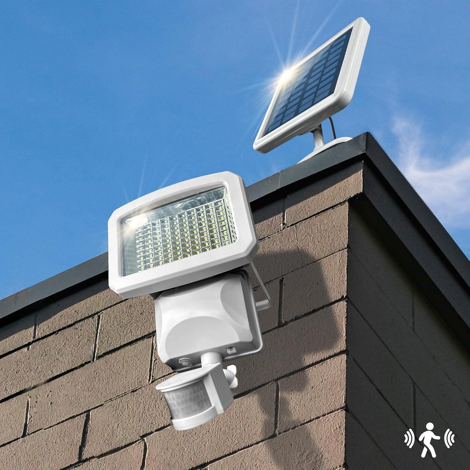 White Metal Solar Motion Sensor Security Light with 100 LEDs