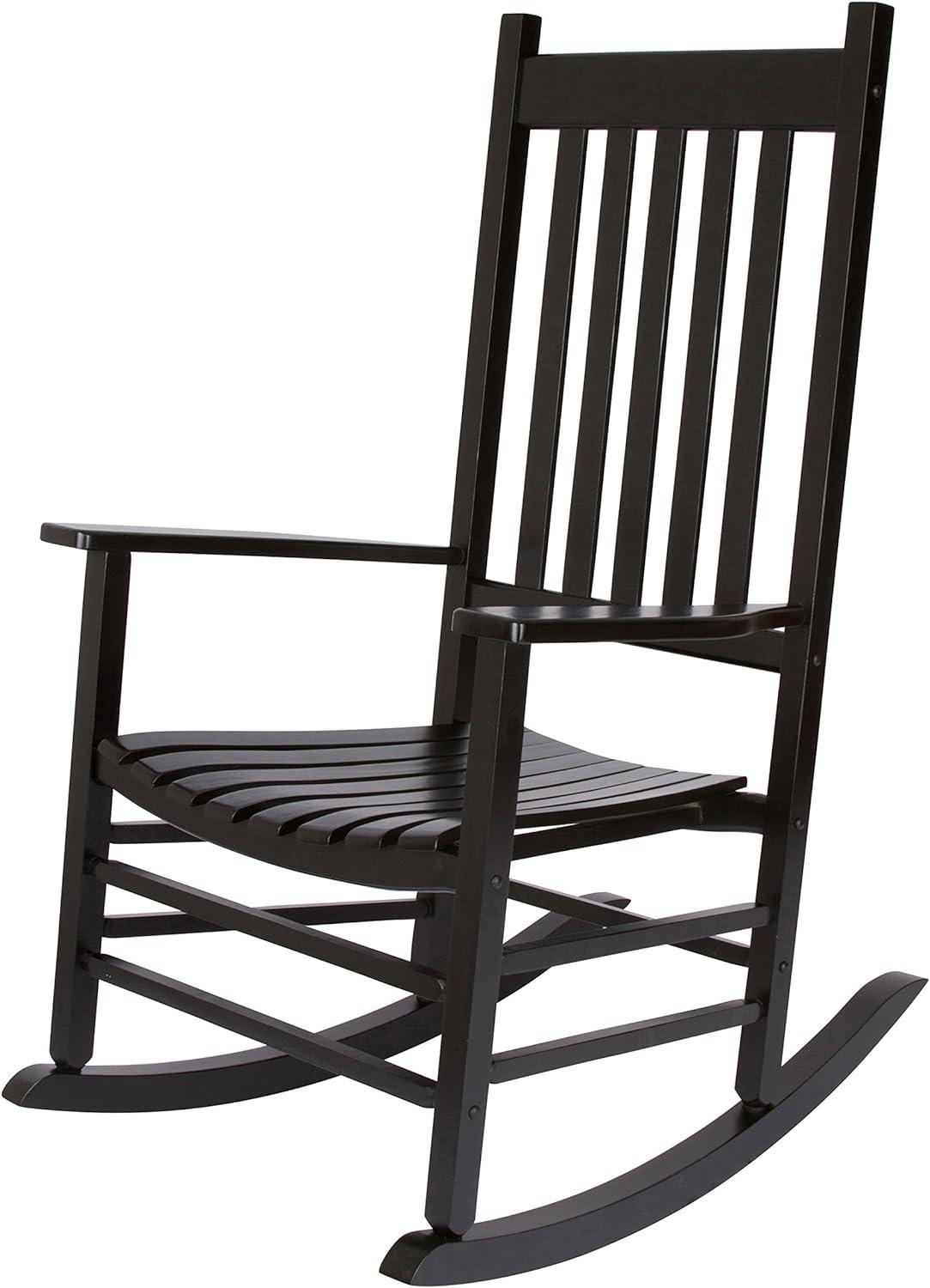 Shine Company Vermont Porch Rocker, High Back Wood Rocking Chair, Black