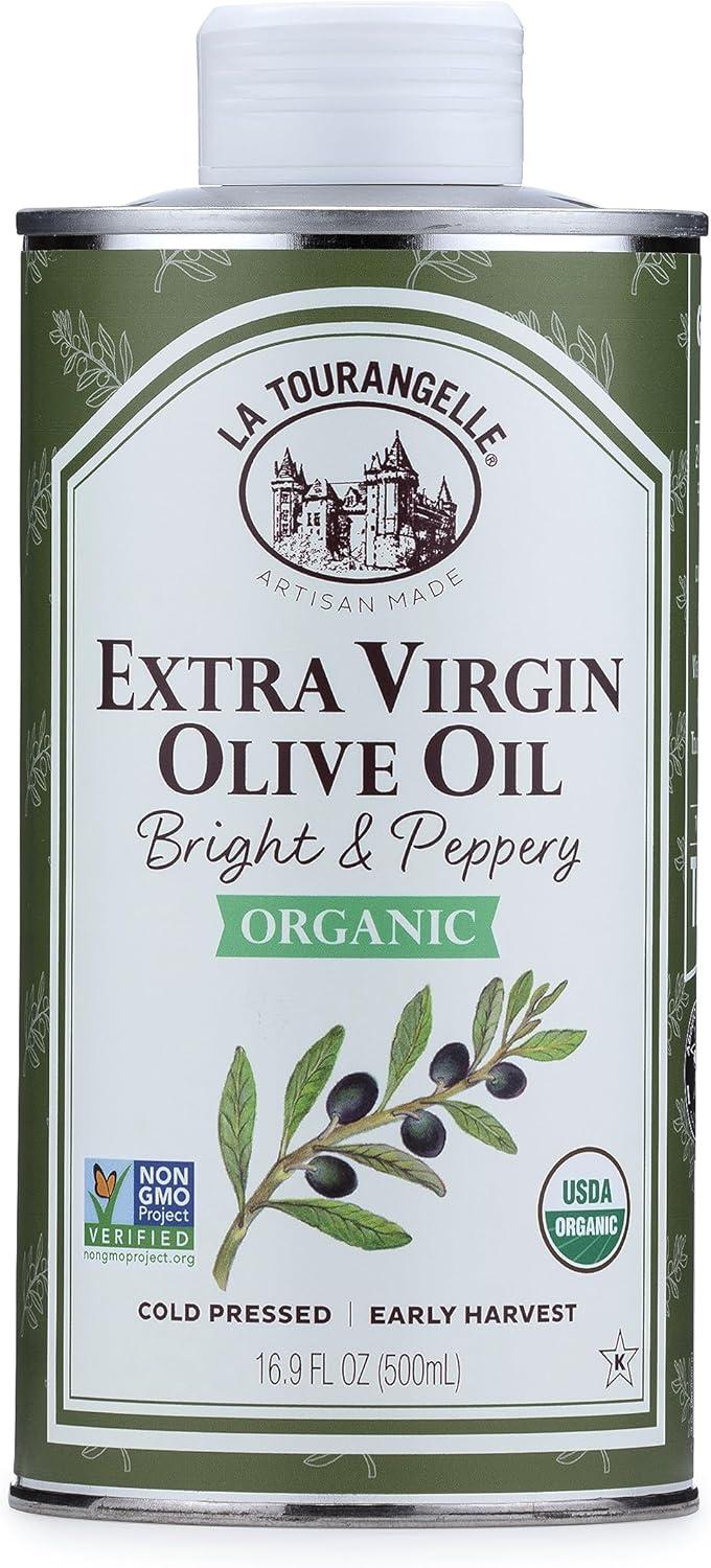 La Tourangelle, Organic Extra Virgin Olive Oil, Cold-Pressed EVOO from Spain, 25.4 Fl Oz – Spanish Olive Oil with Polyphenols for Cooking, Drizzling, Marinades, and Dipping, Rich Flavor