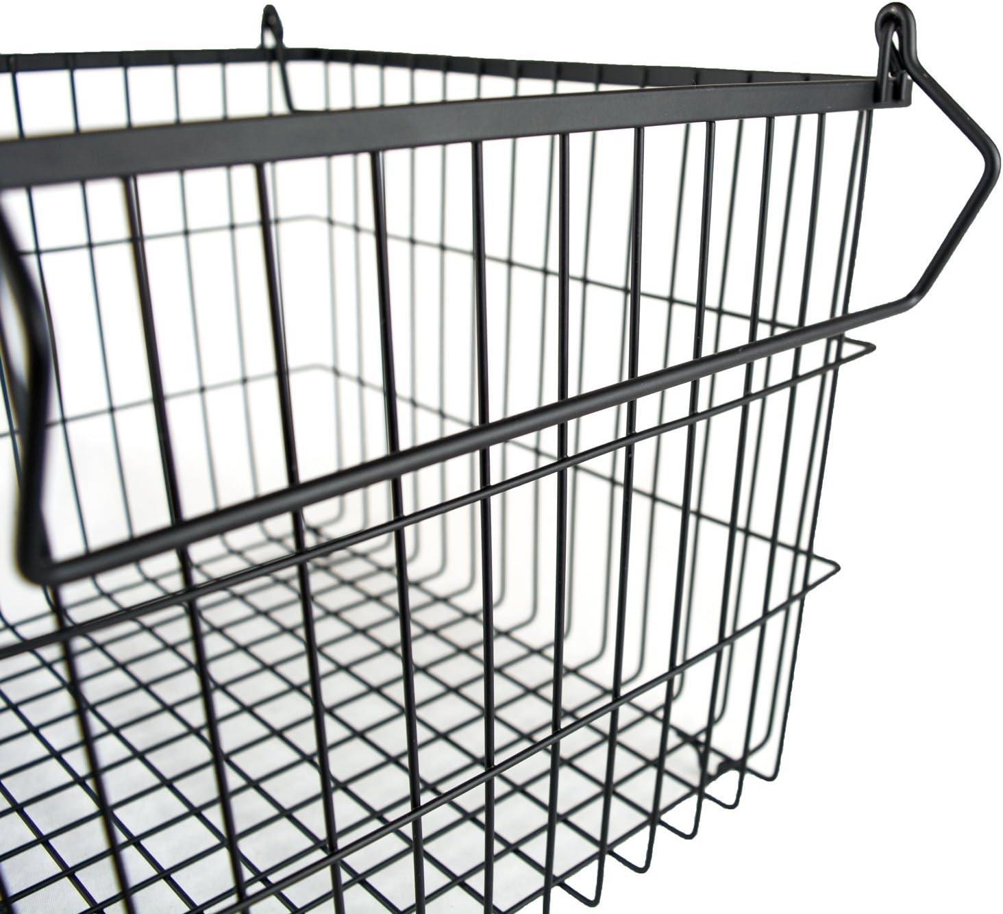 DII Design Imports Metal Wire Mesh Stackable Utility Storage Bin with Swinging Handles for Kitchens, Offices, and Living Rooms, Large, Cool Gray