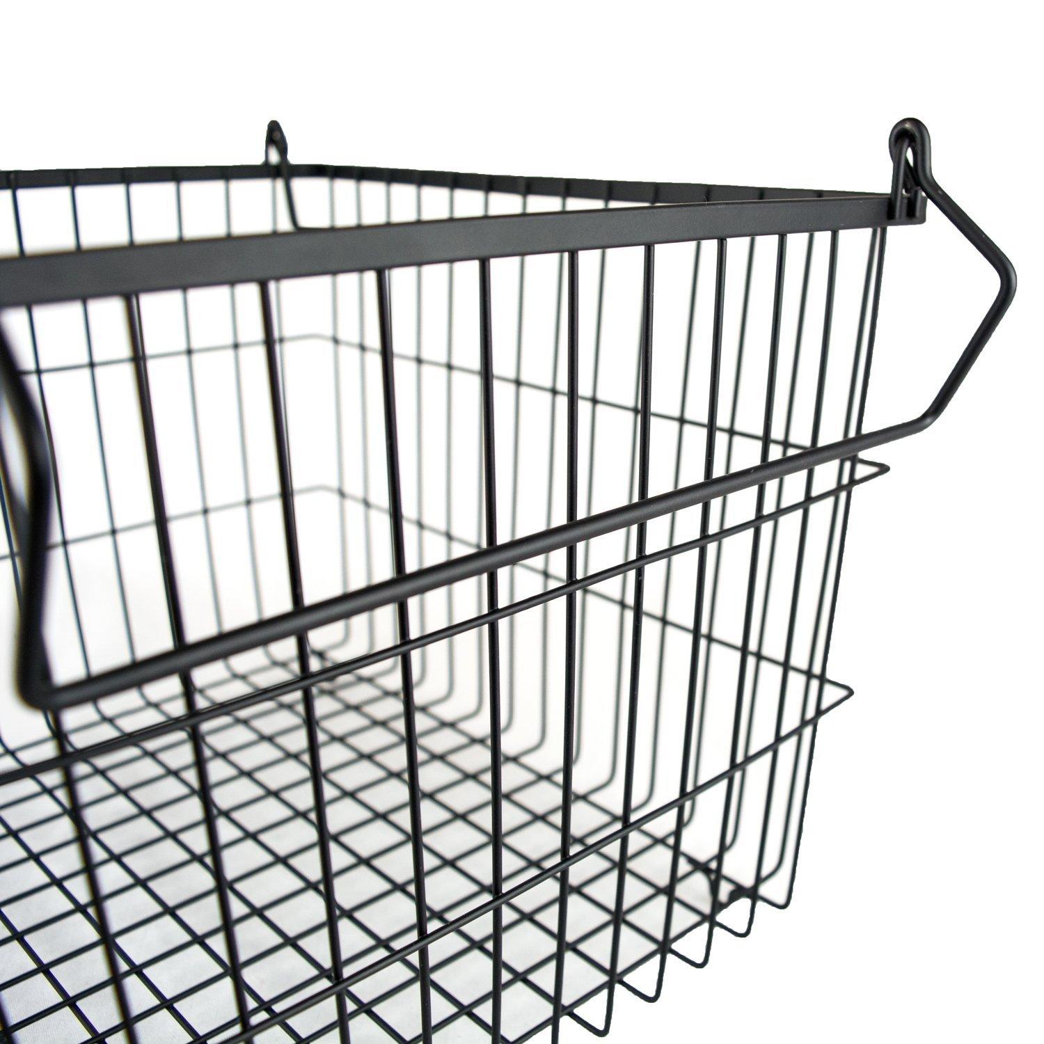 DII Design Imports Metal Wire Mesh Stackable Utility Storage Bin with Swinging Handles for Kitchens, Offices, and Living Rooms, Large, Cool Gray