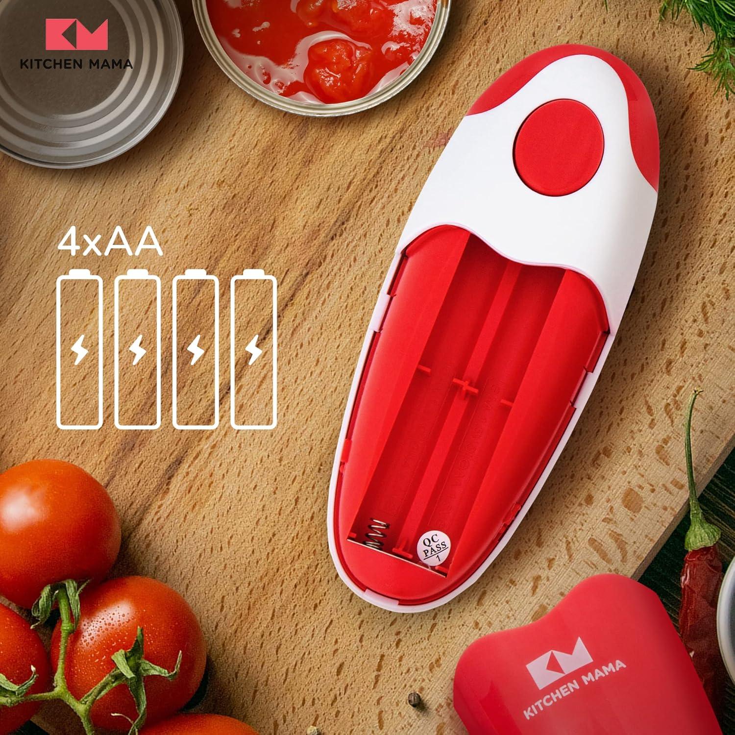 Red and White Battery Operated Electric Can Opener