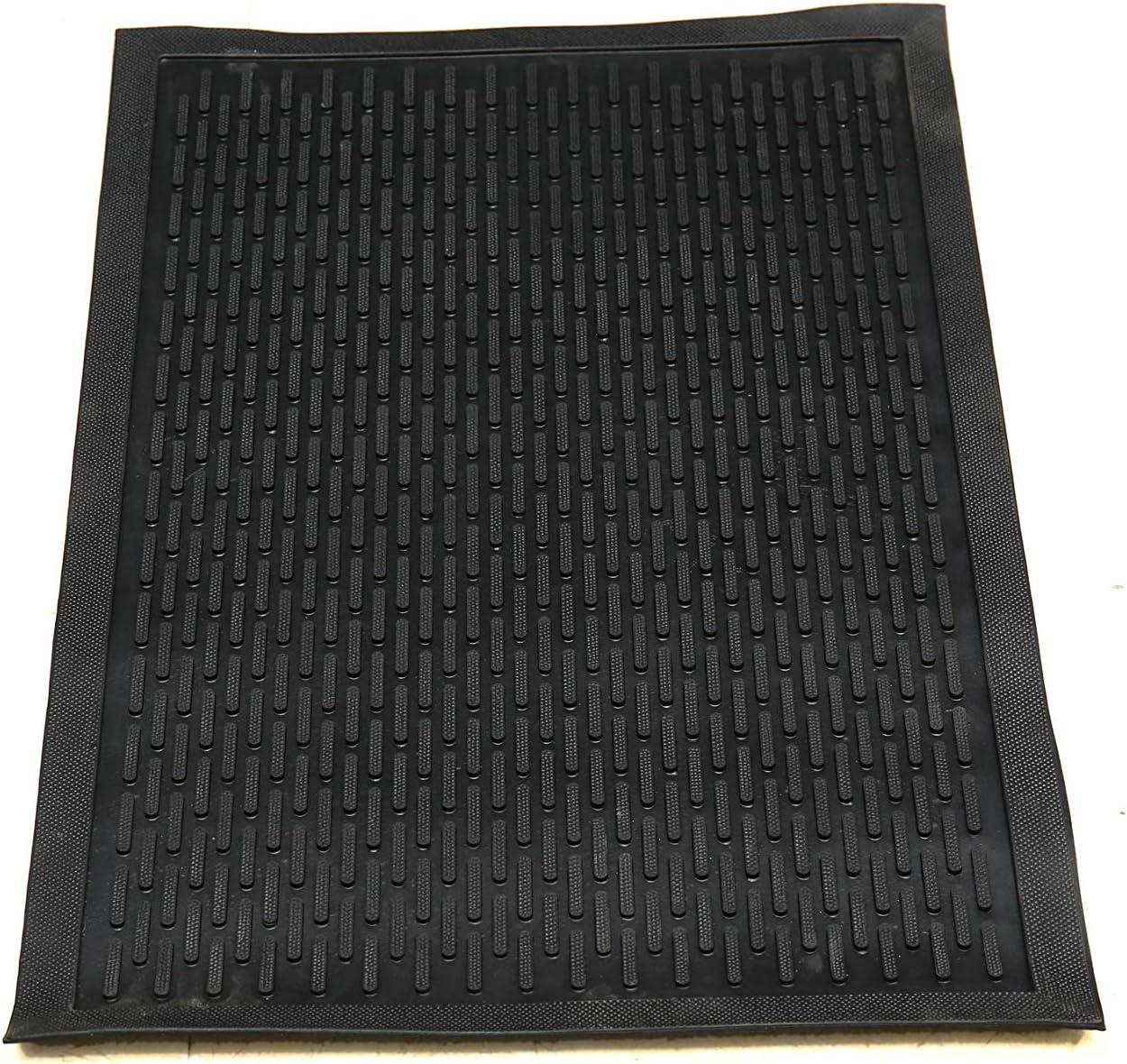 Modern Ribbed Black Rubber 24" x 36" Indoor/Outdoor Doormat