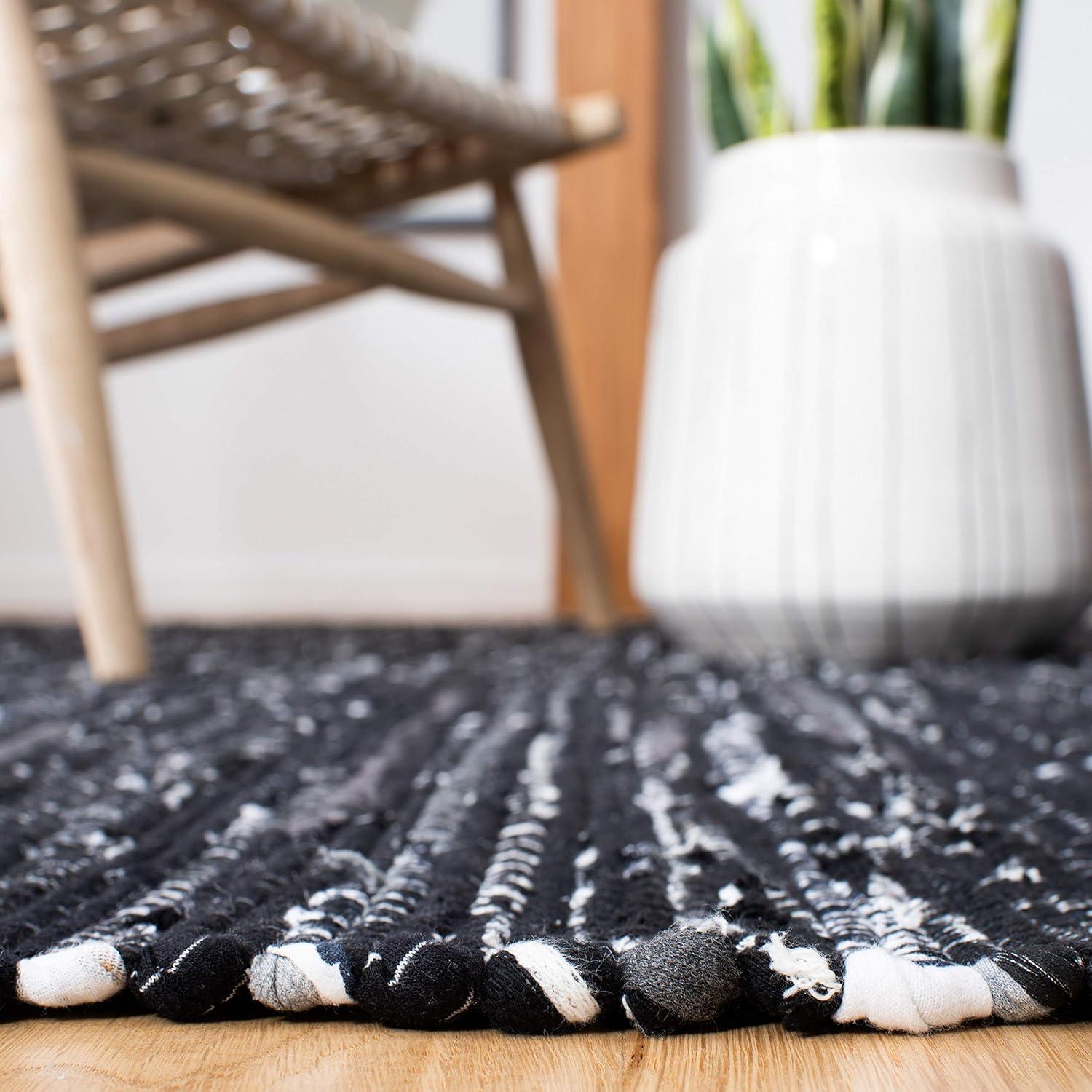 Rag Area Rug RAR121 Hand Woven Area Rug - Black - 5'x8' - Safavieh.