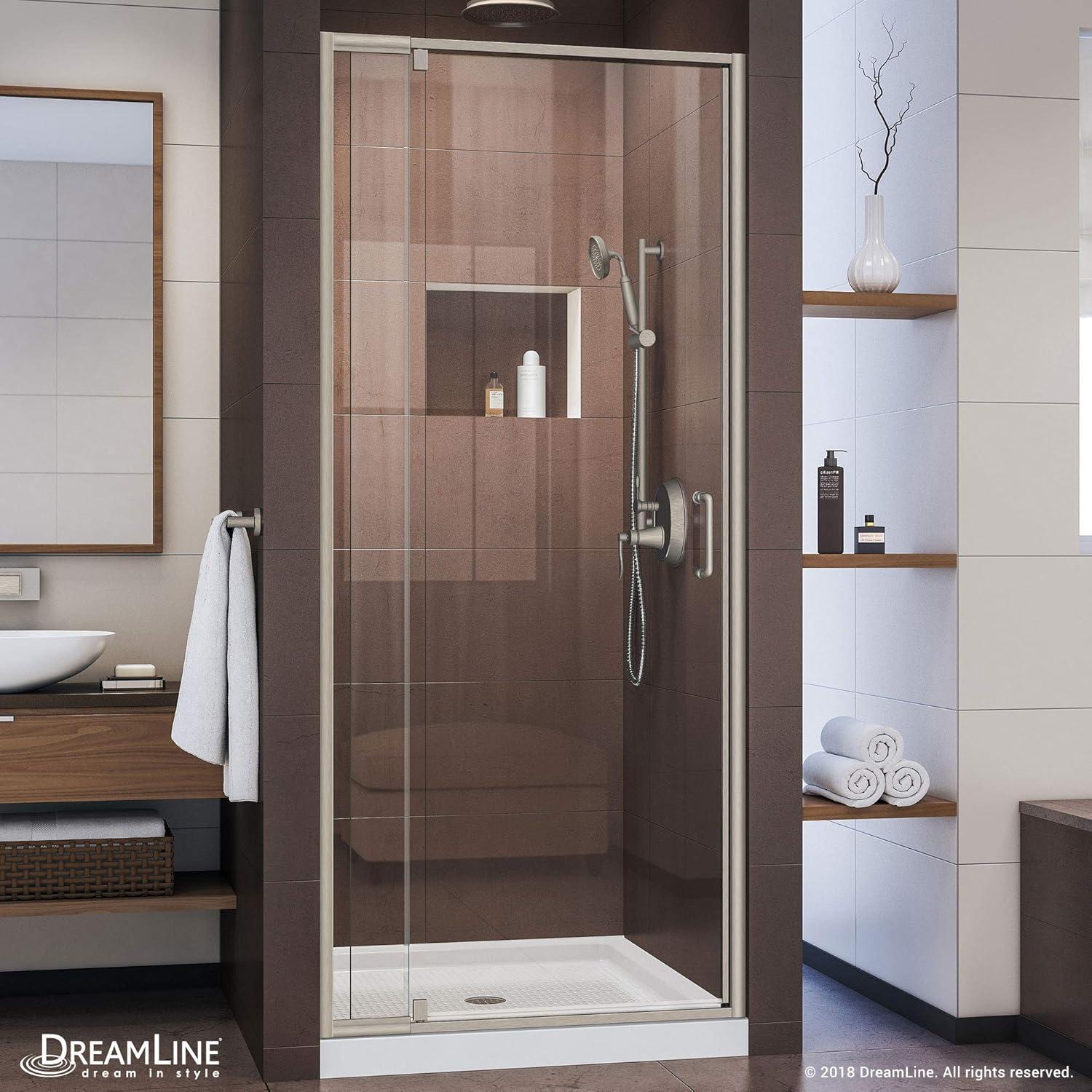 Flex 32" W x 72" H Pivot Frameless Shower Door with Clear Max Technology