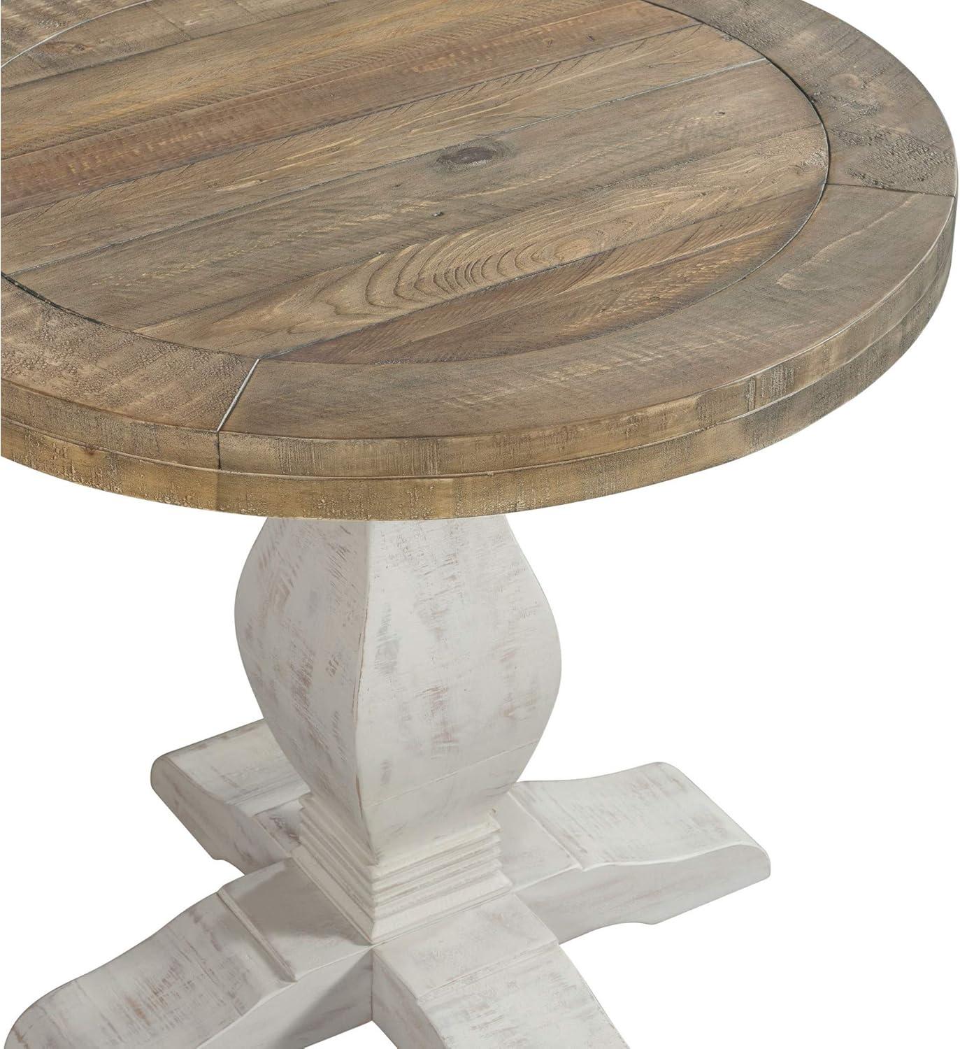 25 x 26 x 26 in. Round End Table with Pedestal Base, Brown & White