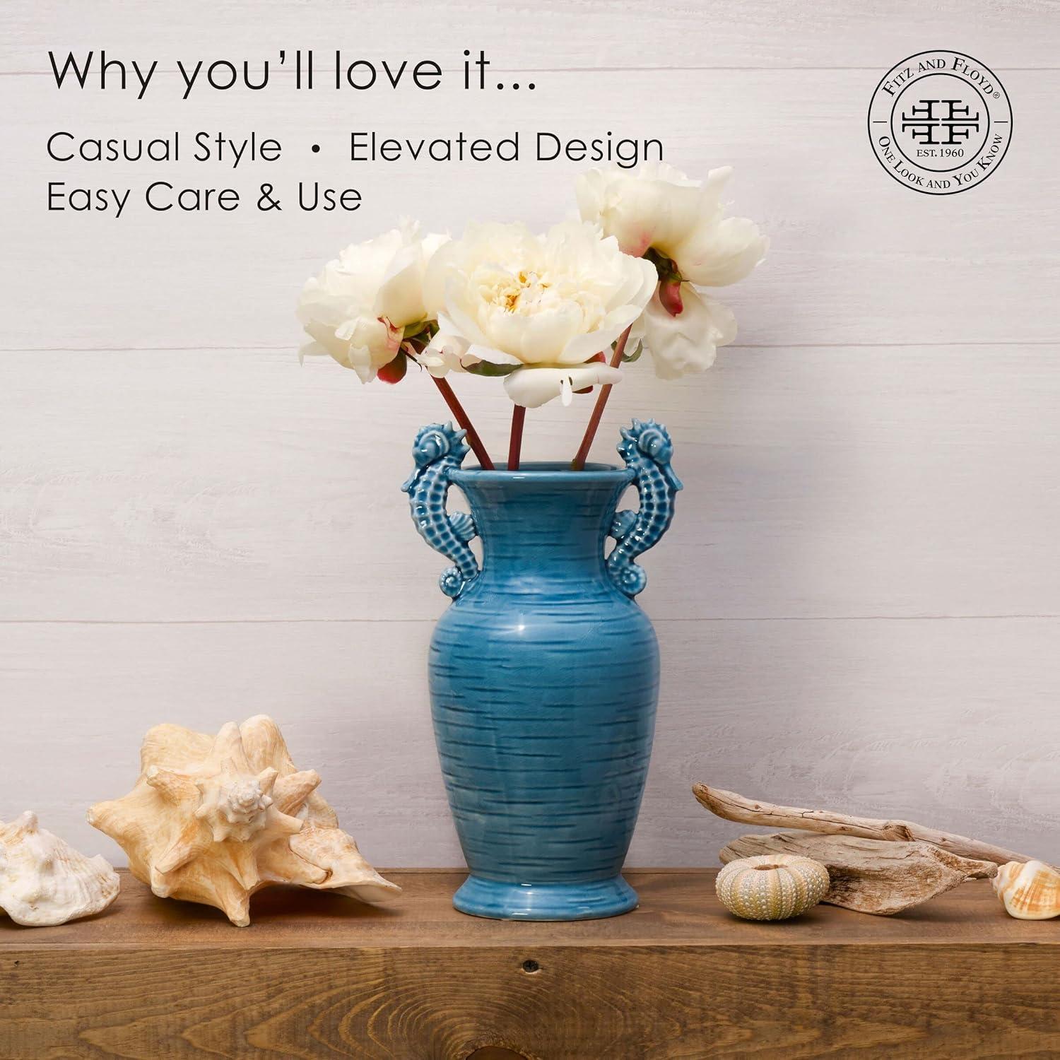 Fitz and Floyd Fitz & Floyd Coastal Home Seahorse Vase, Aqua