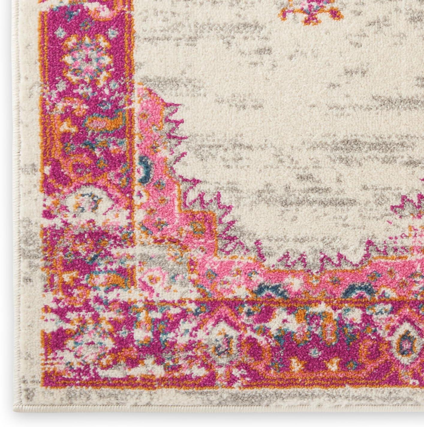 Nourison Passion Medallion Bohemian Indoor Rug Ivory/Fuchsia 12' x 15'